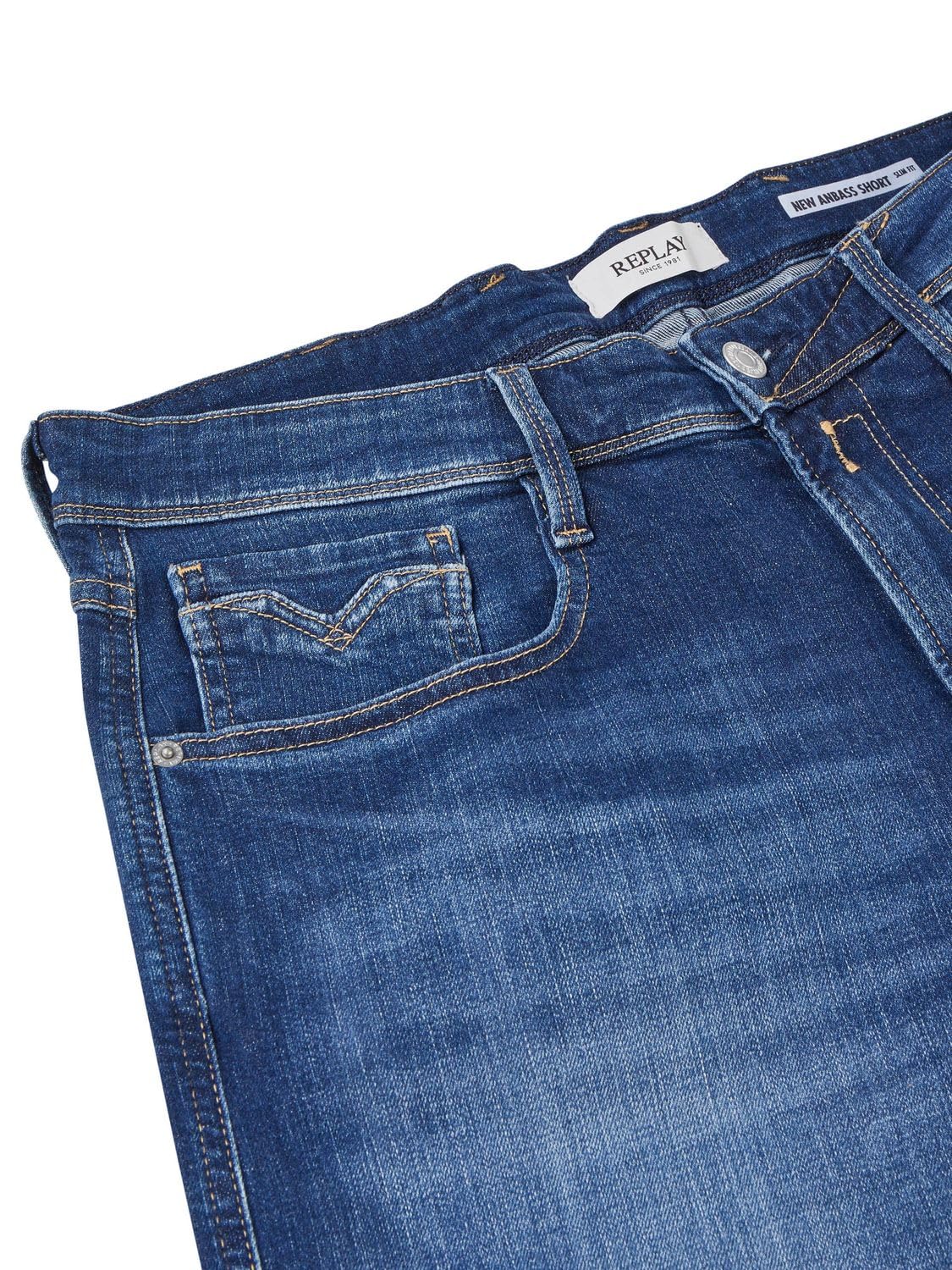 Replay Jeans Shorts Herren Stretch Kurz Slim Fit New Anbass Kurze Hosen | Bermuda Shorts Sommer Denim Einfarbig Blau Schwarz 30 31 32 33 34 36 38 40 42