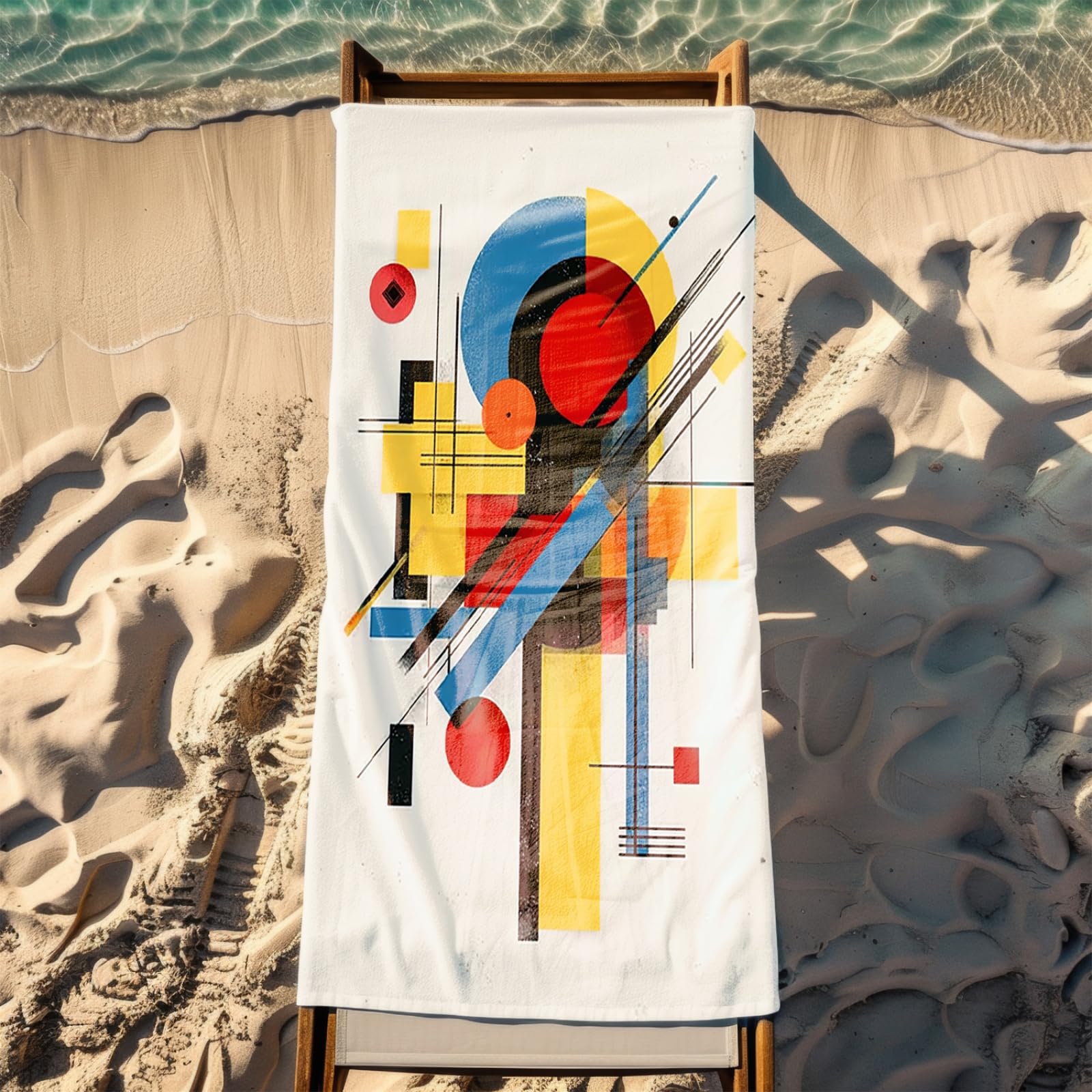 Genérico Toalla Playa 180X100 Rojo Amarillo Negro Azul Abstracto Grande Toallas de Piscina Grandes Anti Arena Secado Rápido Gimnasio Hombre Mujer Lavable A Máquina Regalo