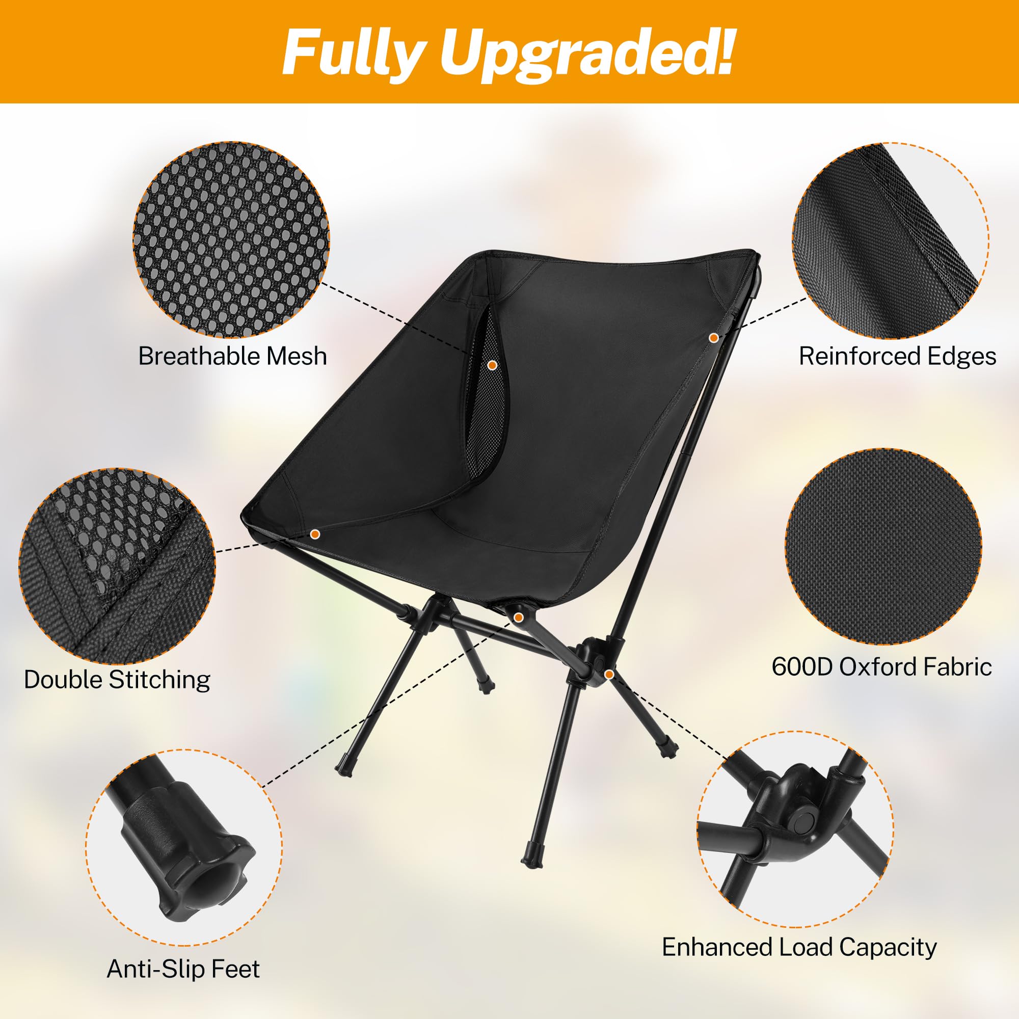 Chaise Pliante Aluminium Légère 150kg Chaise De Camping Pliable Aluminium - Porte-gobelet, Sac Inclus - Dossier Haut - Charge Max 150 Kg - Légère Et Compacte Chaise Camping Pliante Légère