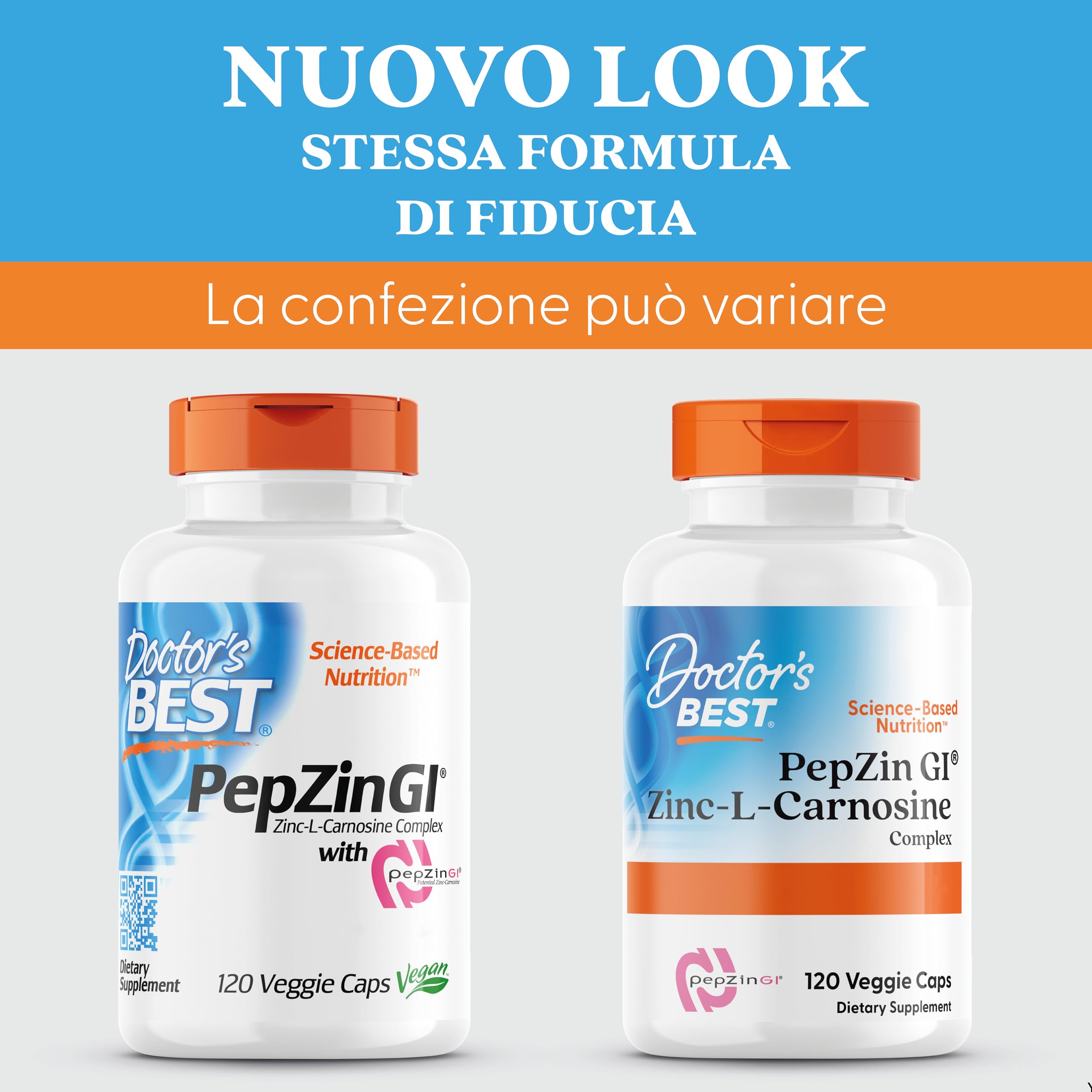 Doctor's Best, PepZinGl, Complesso di Zinco-L-Carnosina, 120 Capsule vegane, Testato in Laboratorio, Minerali, Senza Glutine, Senza Soia, Vegetariano