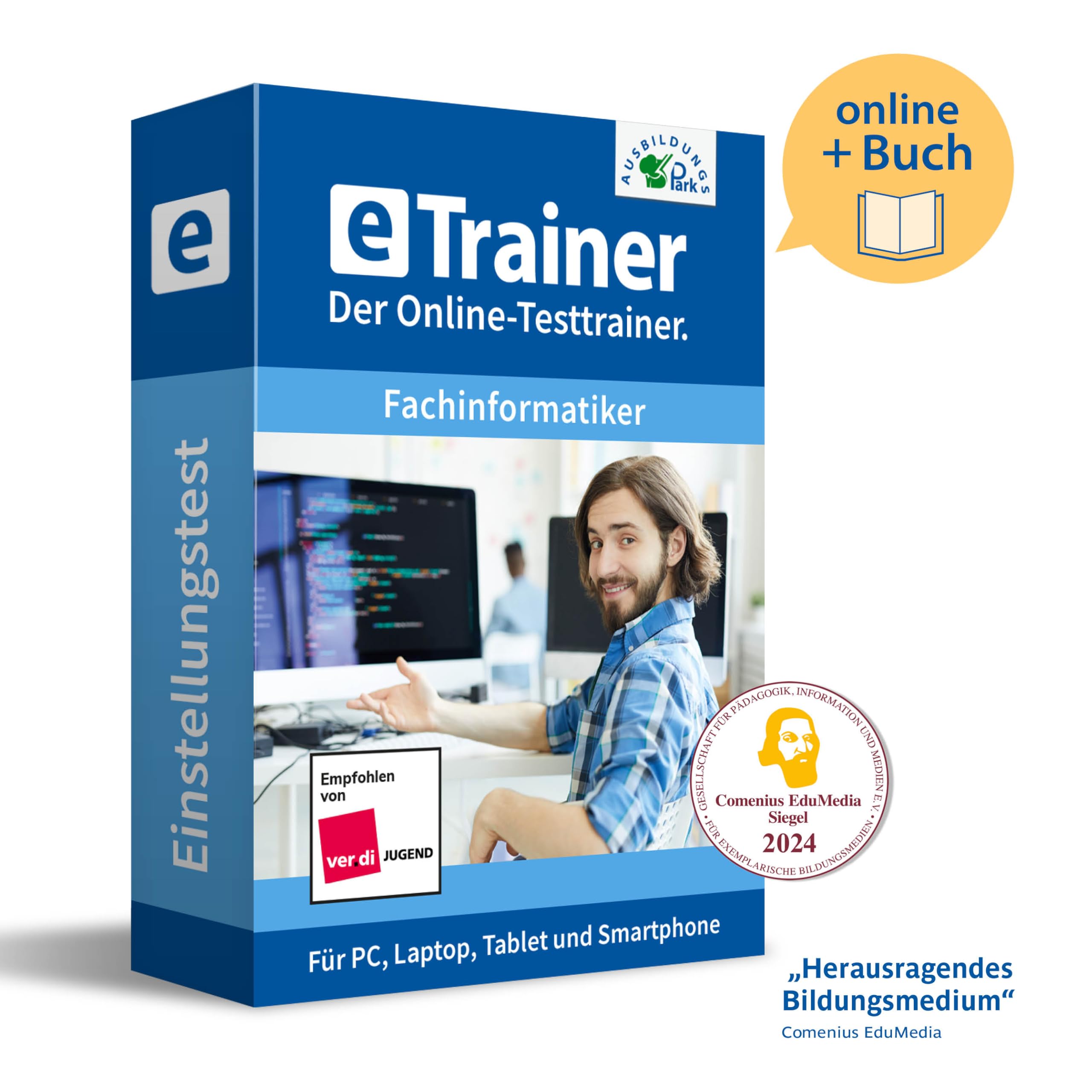 Eignungstest Fachinformatiker/in Prüfungspaket | Online-Trainer mit Mathe-Buch | Aufgaben, Antworten + Lösungswege | Einstellungstest erfolgreich bestehen | Deutsch, Wissen, Mathe, Logik …