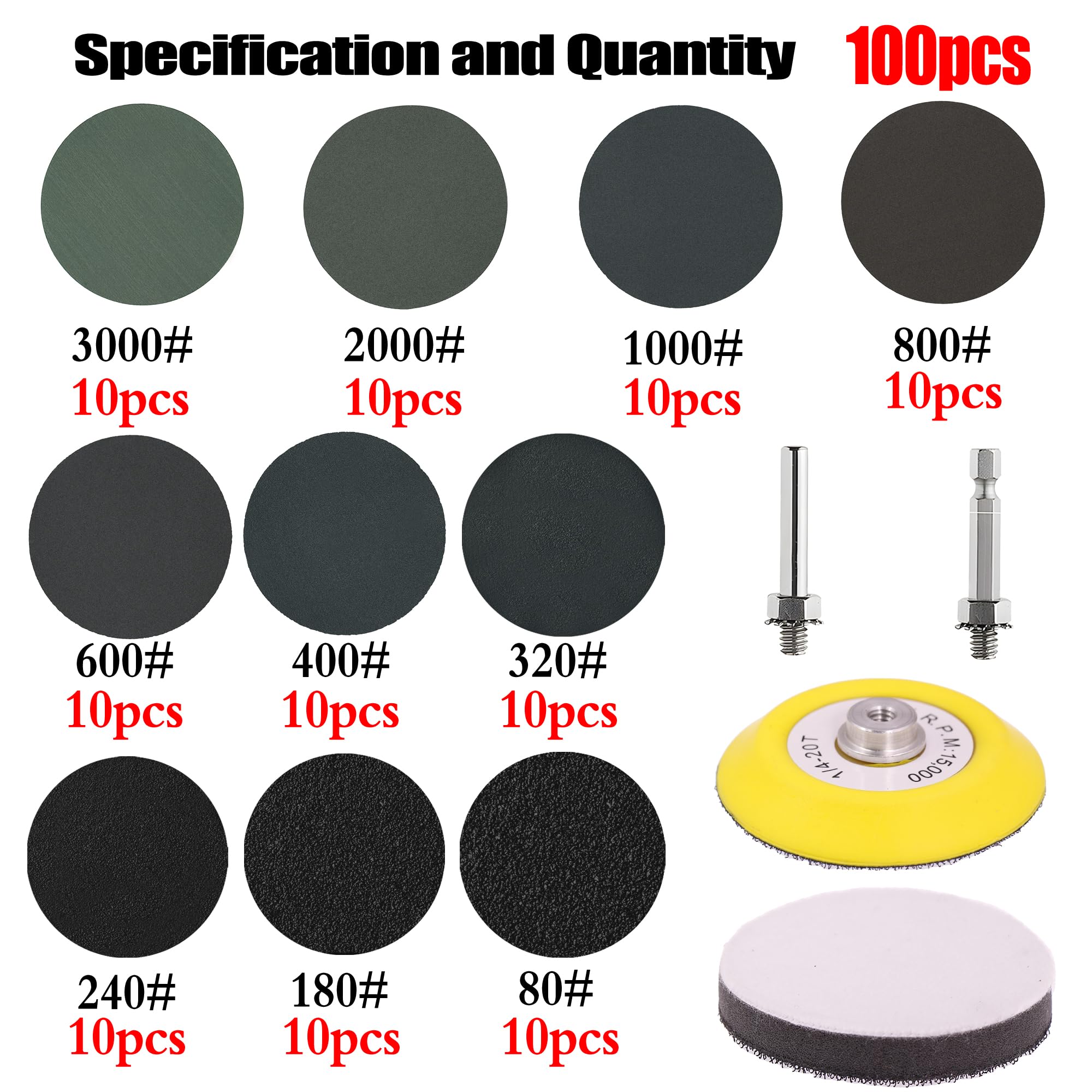 Uxcell 3 Inch 2000 Grit Hook & Loop Sanding Discs – Silicon Carbide, Wet/Dry, 20-Pack, For Random Orbital Sanders
