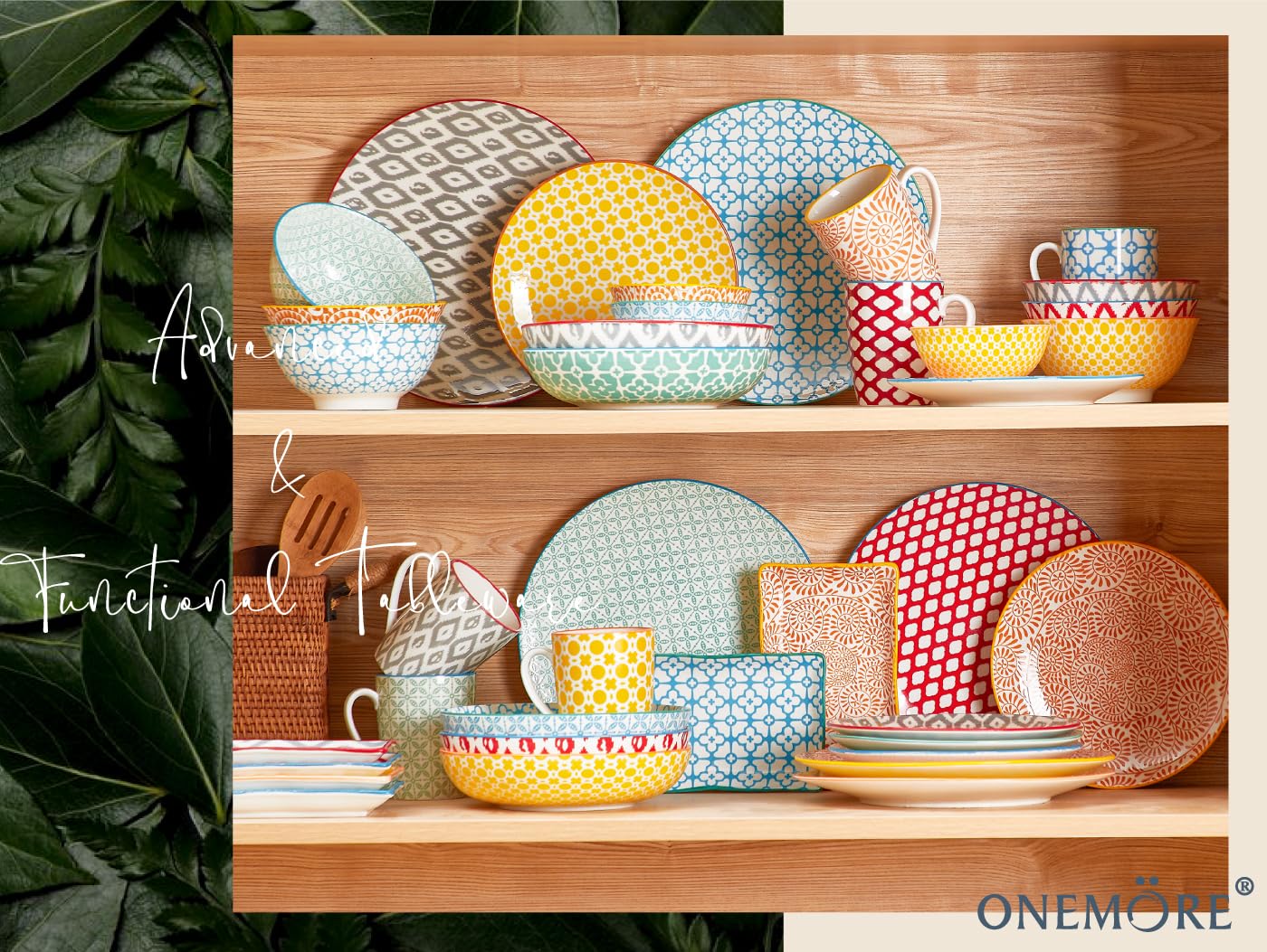 ONEMORE Suppenteller Porzellan, 1065 ml Suppenschalen 6er Set, Servierplatte, RamenSchalen für Nudeln, Salat, Suppe, Haferflocken, Leuchtende Farben