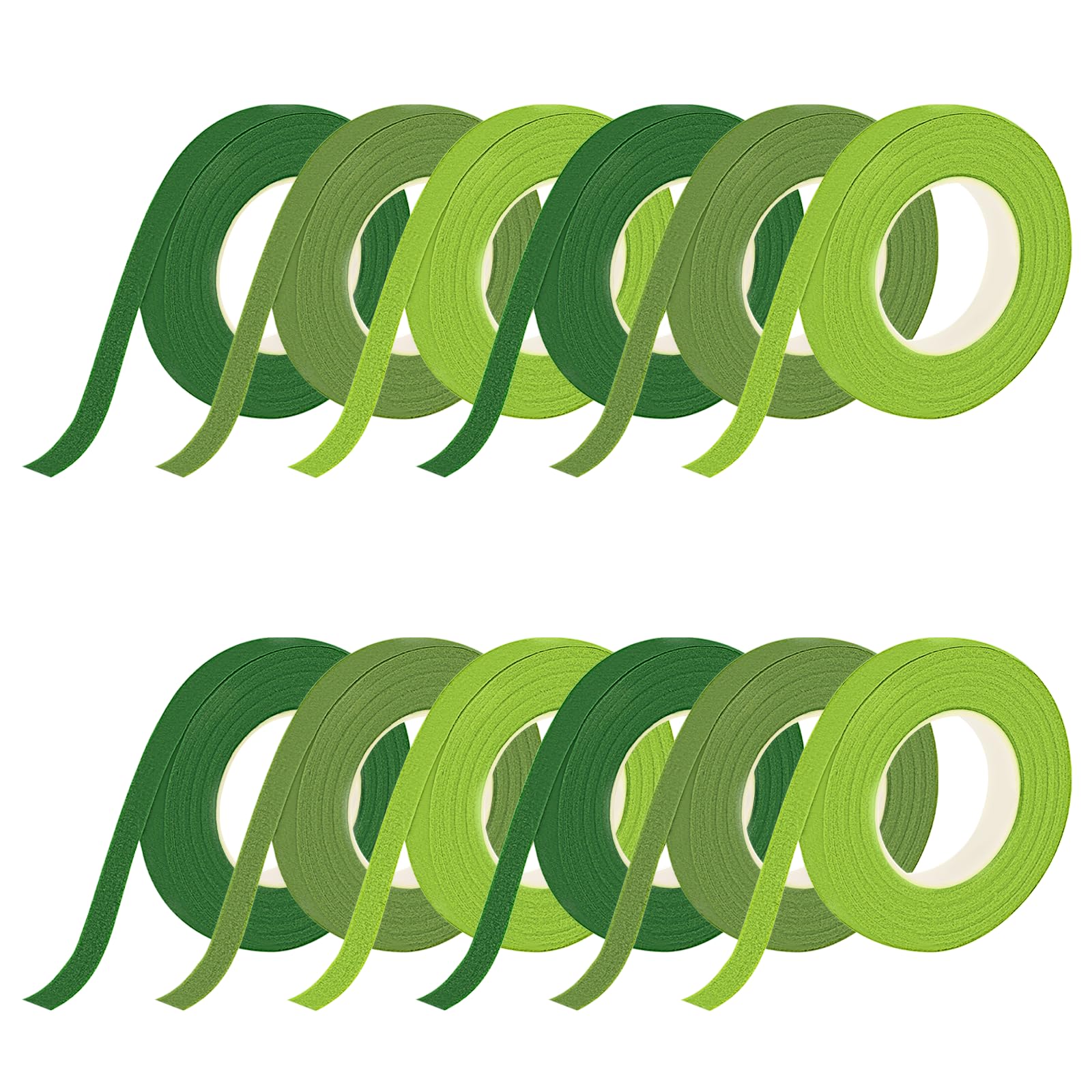 msymsyu 360m Florist Tape, 12 Pcs Floral Tape, 12mmx30m Green Florist Tape