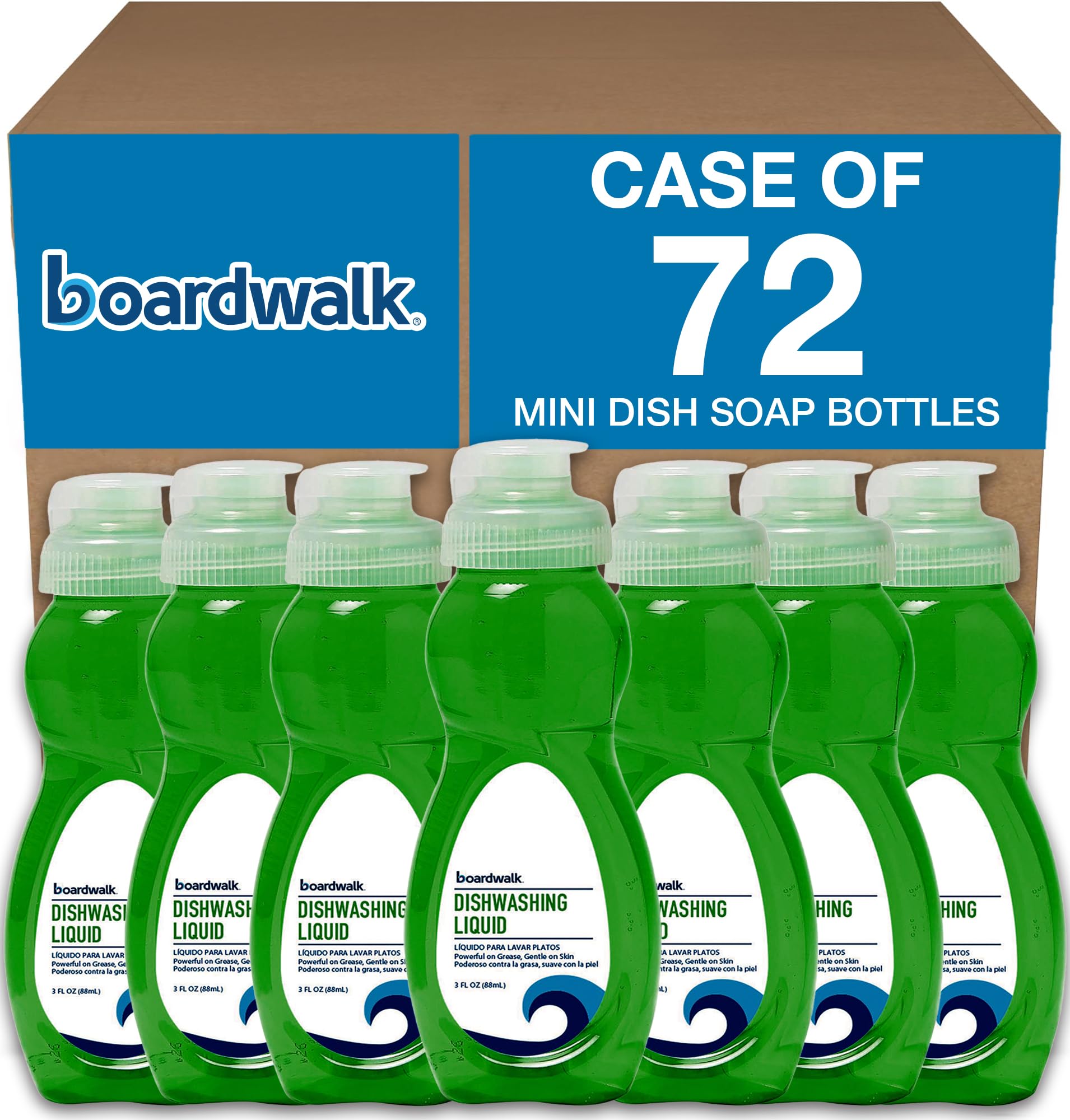Boardwalk Dishwashing Liquid Travel Dish Soap Fresh Scent 3 fl Ounce Bottle Case of 72 Bottles