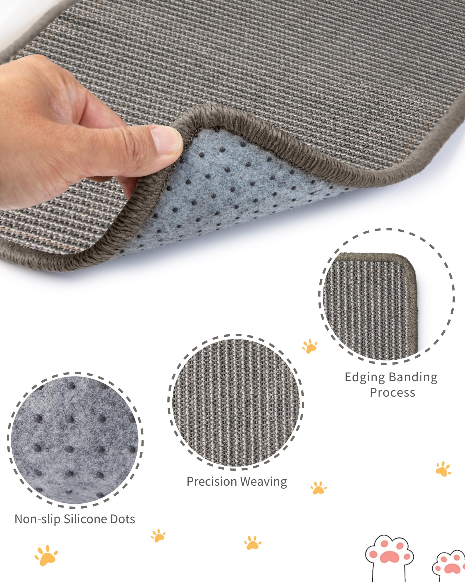 JanYoo 2pcs Rabbit Scratcher Mat Natural Sisal Bunny Scratch Pads Scratching Rug Bunny Resting Mats for Cages Small Animal Claws and Teeth Care Bedding Accessories for Guinea Pig(40 × 30CM,Grey) - Image 3
