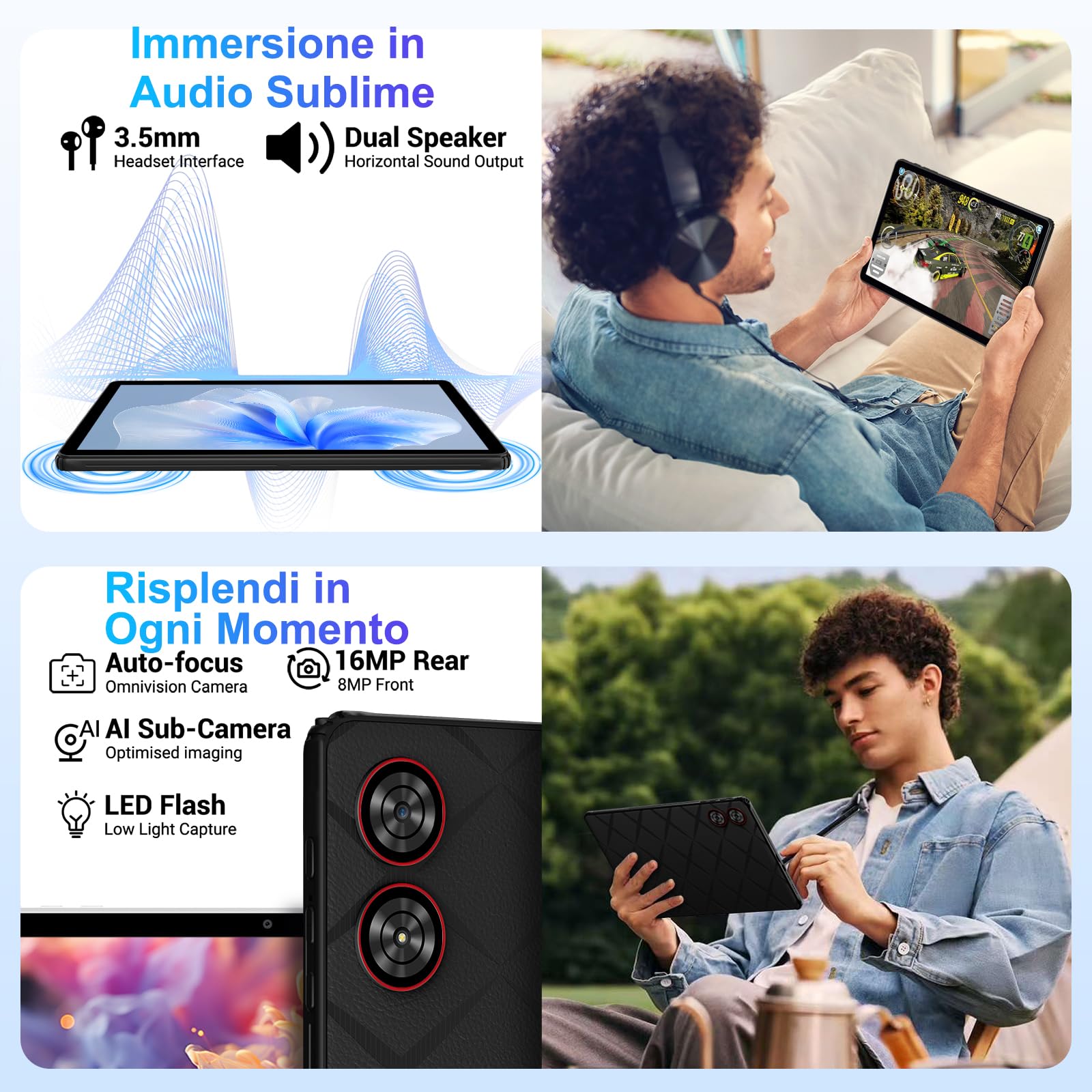 MAXLEGEN Tablet Android 15, 11 Pollici 2K IPS, 36GB+256GB/1TB TF, Octa-Core 90Hz, 5G WiFi, 8580mAh, 13MP, GPS, Tastiera/Mouse/Penna/Auricolare/Case Inclusa
