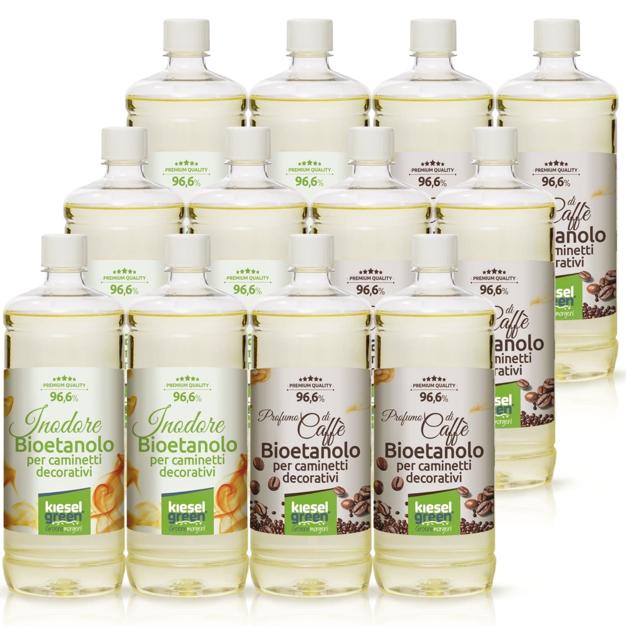 Bioethanol 12 x 1 litro Set (6 x Inodoro + 6 x con Fragancia) para Chimenea de Etanol – Bio-etanol perfumado para ambientes – Perfume para Chimenea de bioetanol de interior o mesa K