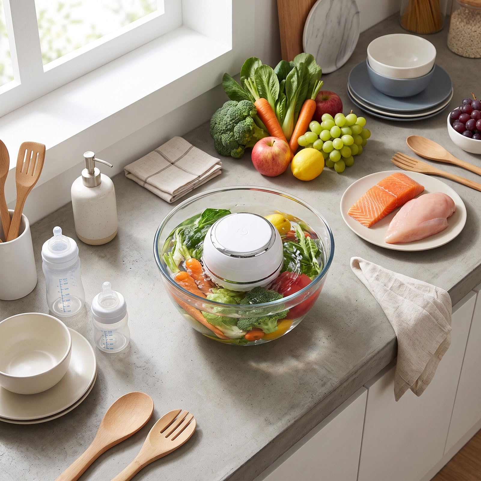 Cocoarm Lavadora de Frutas y Verduras, Electrólisis de Ti, Batería de