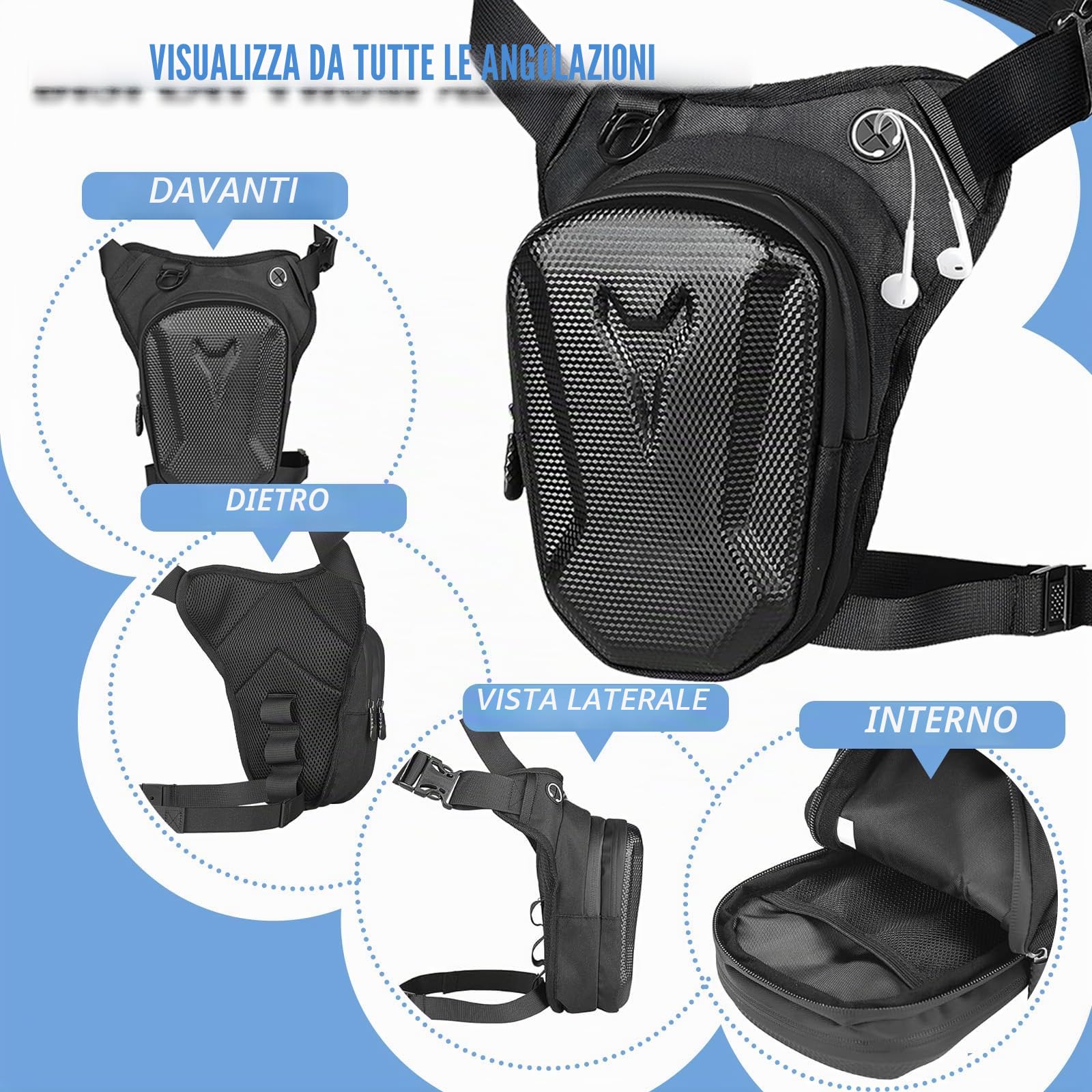 Marsupio Gamba Moto, Borsa Cosciale Espandibile, EVA Impermeabile Borsa da Gamba, Borsello Sportivo Per Attività all'aria Aperta Viaggi Escursioni Cyling Tactical Outdoor