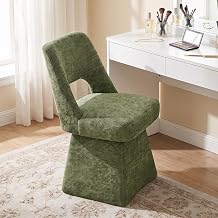 Usaint Swivel Accent Chair, Upholstered Vanity Chair with Curved Open Back