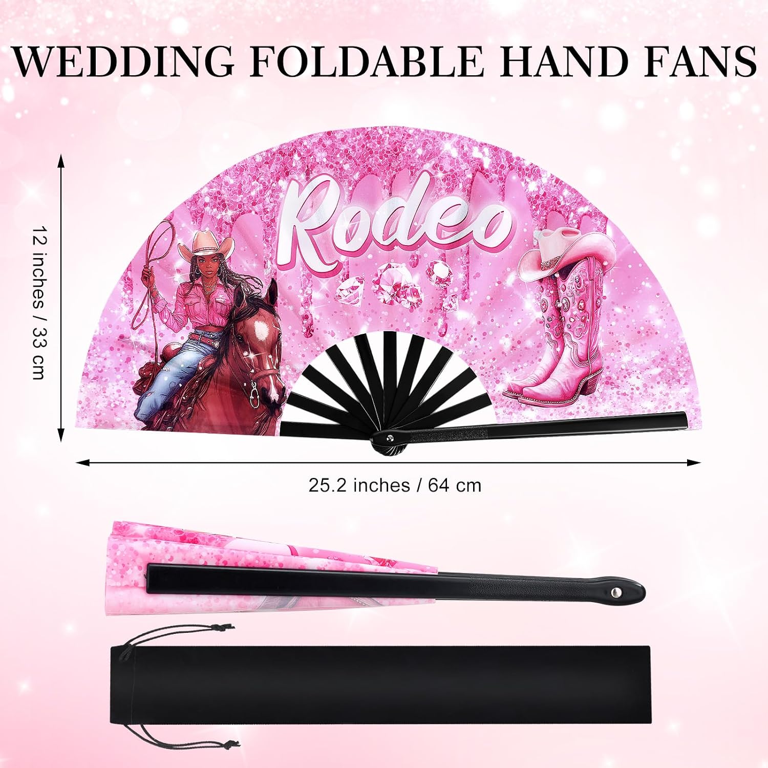 Blulu 13'' Large Clack Fan Clacking Fans for Line Dancing Western Cowgirl Hand Fans Foldable Fan for Cowgirl Women Men