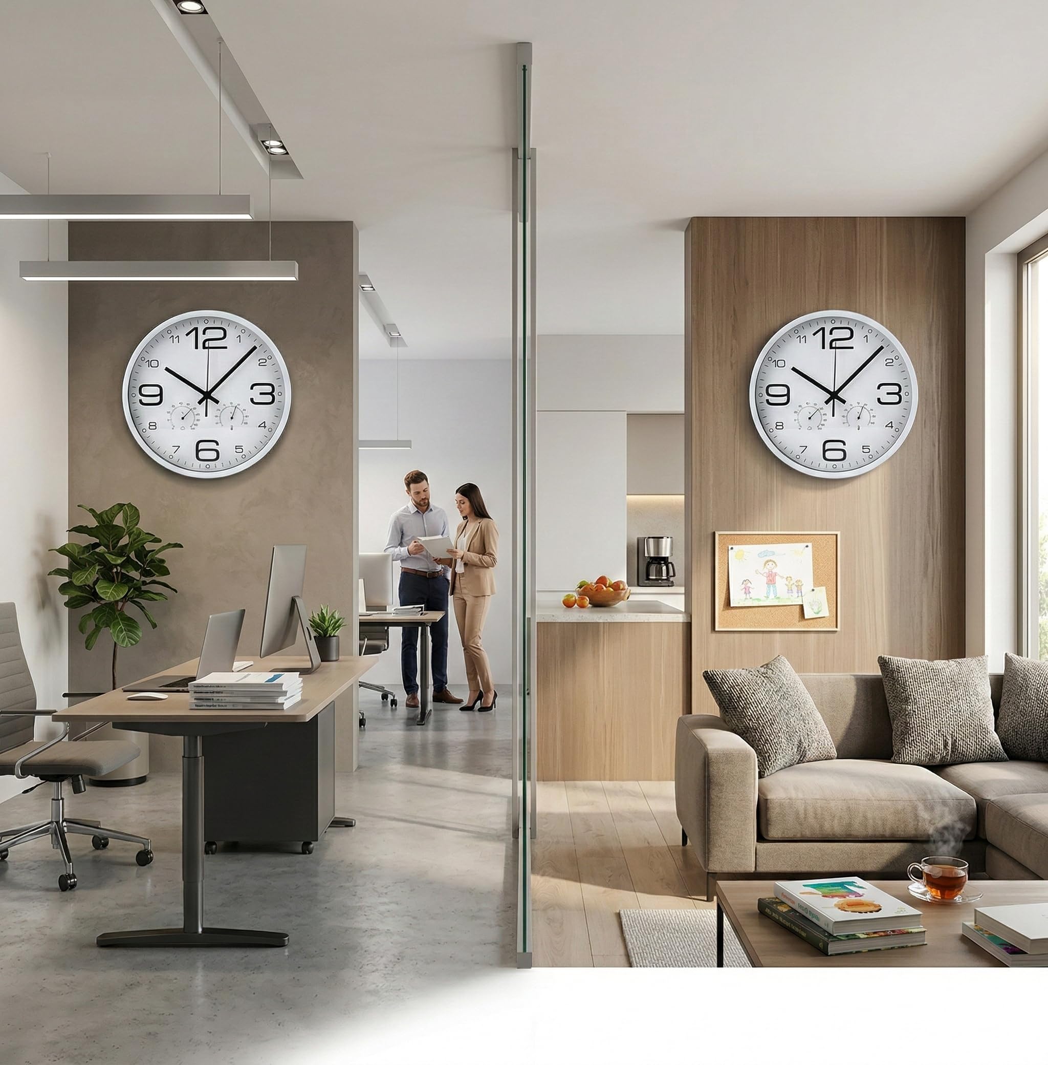 BERARDI | Orologio da Parete con Stazione Meteo, 30 cm, Termometro e Igrometro, Bianco