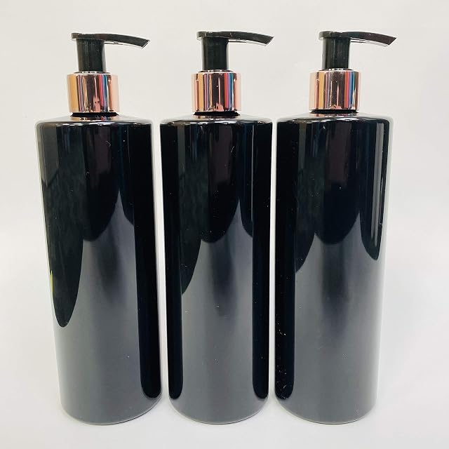 500ml Dispenser Pump Bottle Black PET Plastic Bottle Lotion Pump Mrs Hinch Customisable DIY Refillable Bathroom Hand Lotion Soap Bottle Rose Gold Lids (3)