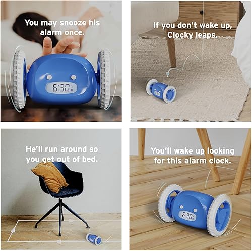 Miniatura 7 de CLOCKY Paquete de reloj despertador con ruedas azul y lavanda