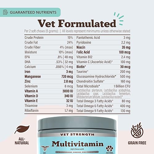 Miniatura 3 de Natural Dog Company Vet Strength Multivitamínico para perros  90 masticables suaves de alta potencia con glucosamina, condroitina, probióticos y