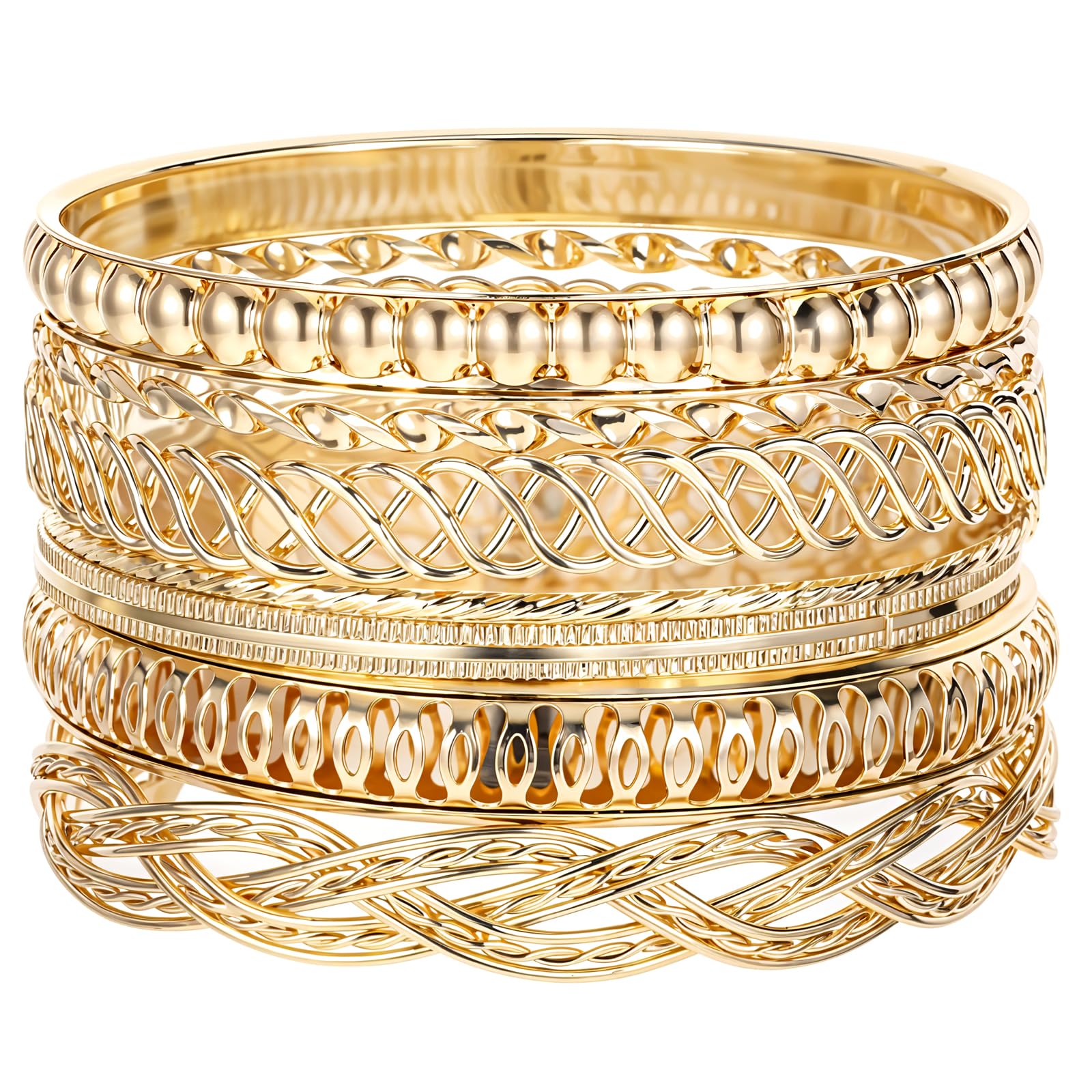Yienate Set di 14 braccialetti rigidi indiani stravaganti indiani Bollywood, braccialetti multipli punk larghi spessi a strati impilabili braccialetti etnici per abiti da sposa gioielli per donne