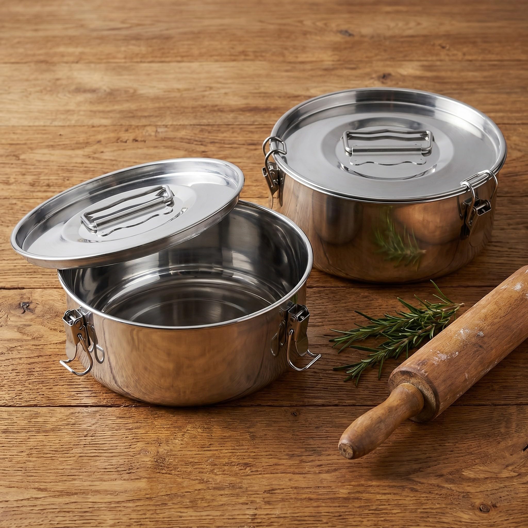 FOMIYES 2-teiliges Edelstahl- -Formen-Set mit Deckel – Tarteform mit Deckel und Schnalle, ergonomischem Griff, antihaftbeschichteter Backform für Käsekuchen, Cupcakes, Puddings und Desserts
