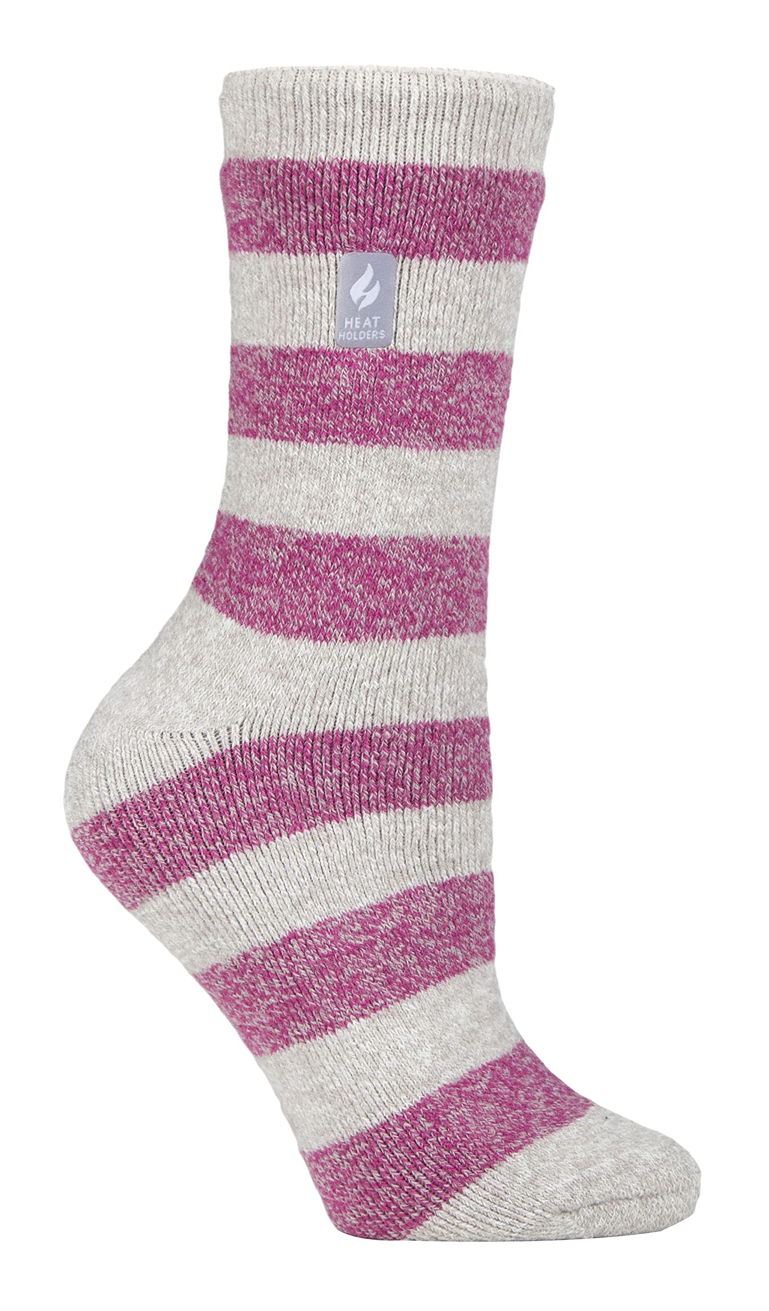 Sock Snob Women's Light Grey/Berry (Bologna) Heat Holders Lite Lightweight Winter Thermal Socks