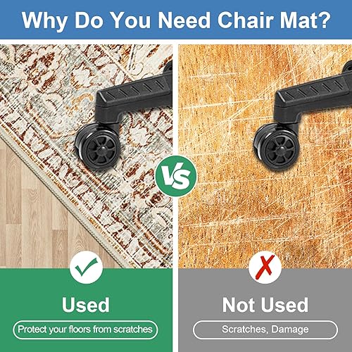 Miniatura 4 de Tapete para silla de oficina, protección de suelo duro, 36 x 48 pulgadas, antideslizante, compatible con suelos de juegos y alfombras, color naranja