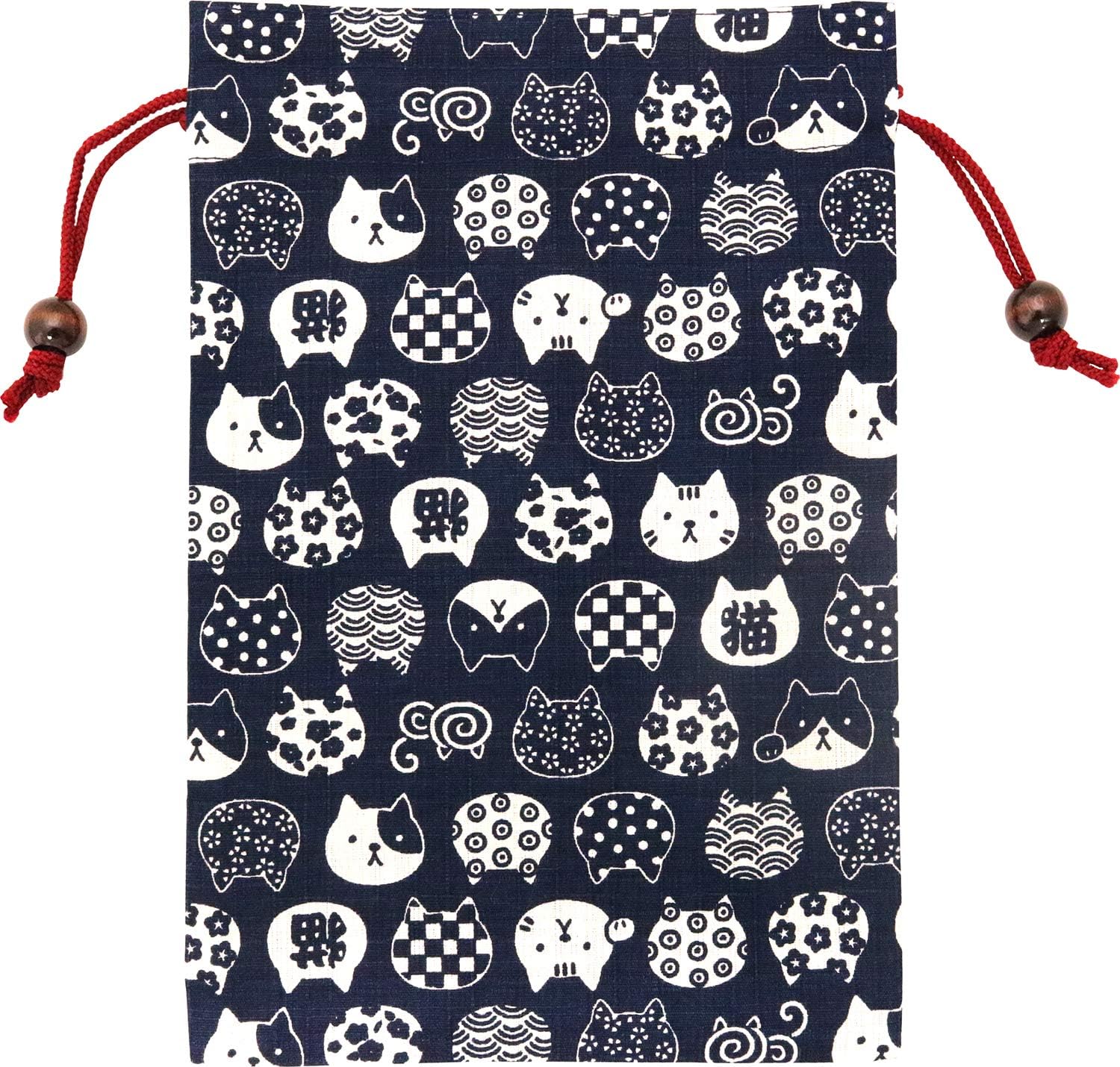Kyoyu Goshuin Book, Goshuin Book, Drawstring Bag, Cat, Made in Japan, Japanese Pattern, Nyankon, Red, 7.1 x 10.4 inches (18 x 26.5 cm)
