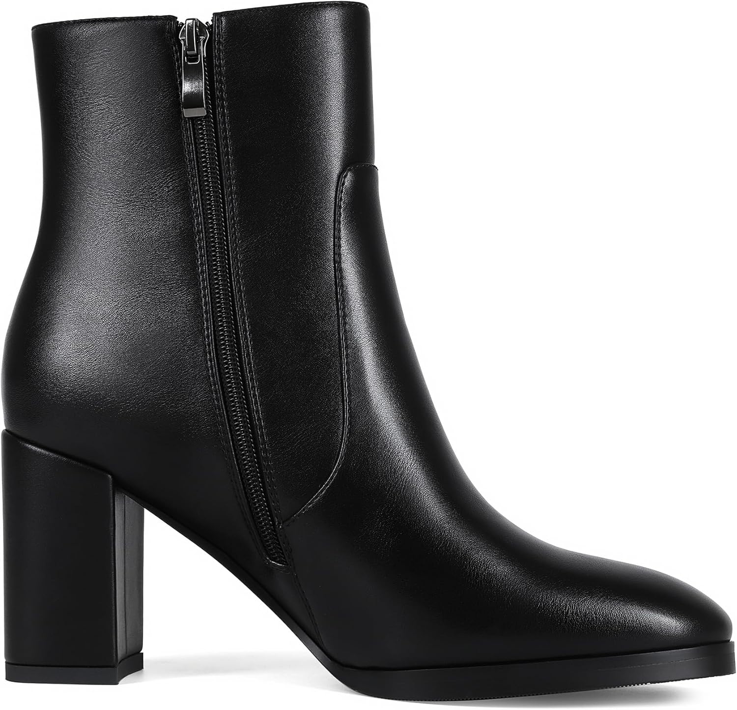 Women's Heeled Ankle Boots Side Zipper Chunky Block Heel Booties Fall Ankle Booties For Office Work Round Toe Booties - Image 5