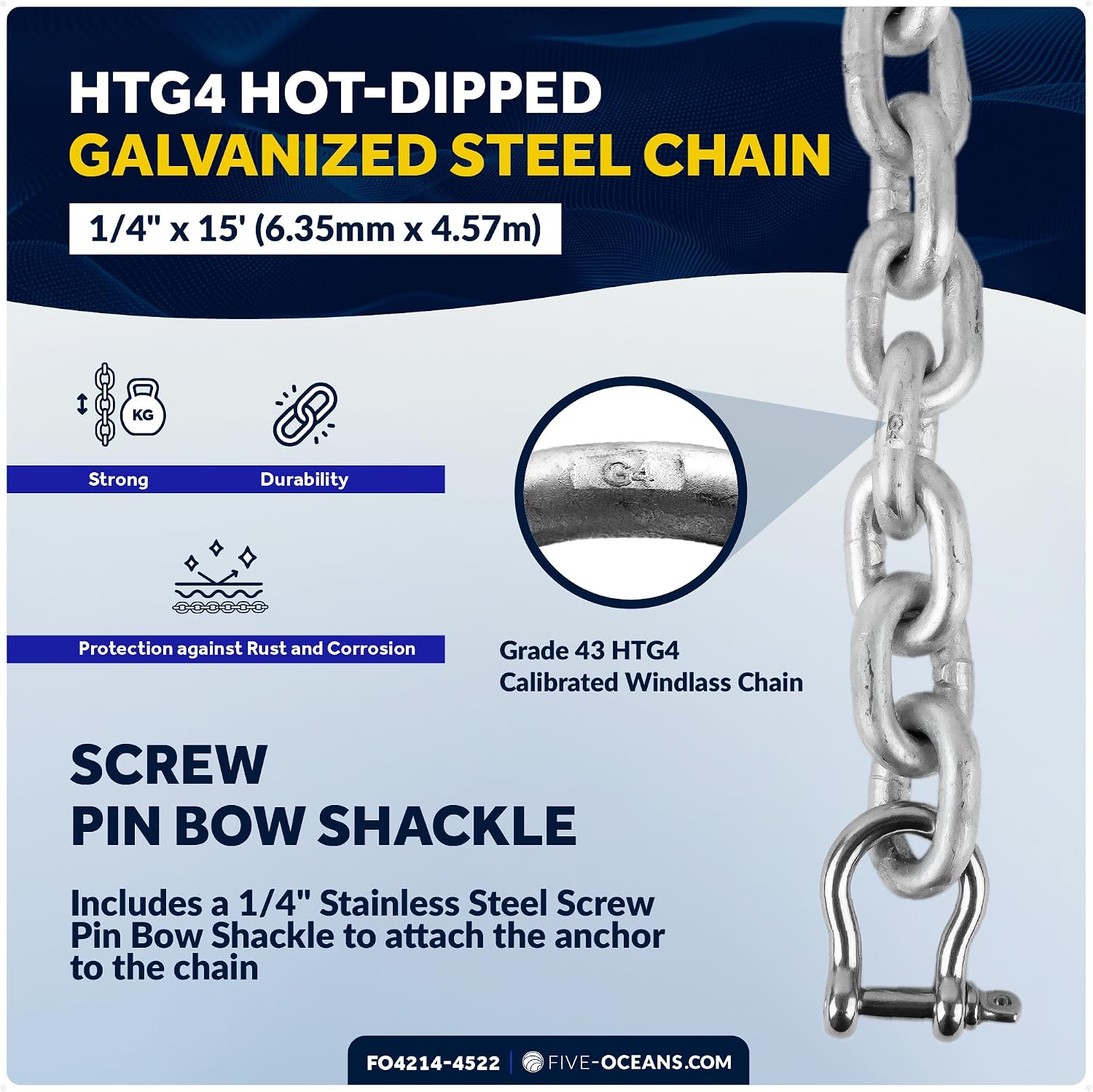 Five Oceans Delta Style Wing Boat Anchor – Premium Series, Ideal for Pontoon & Fishing Boats, Multiple Size & Material Option