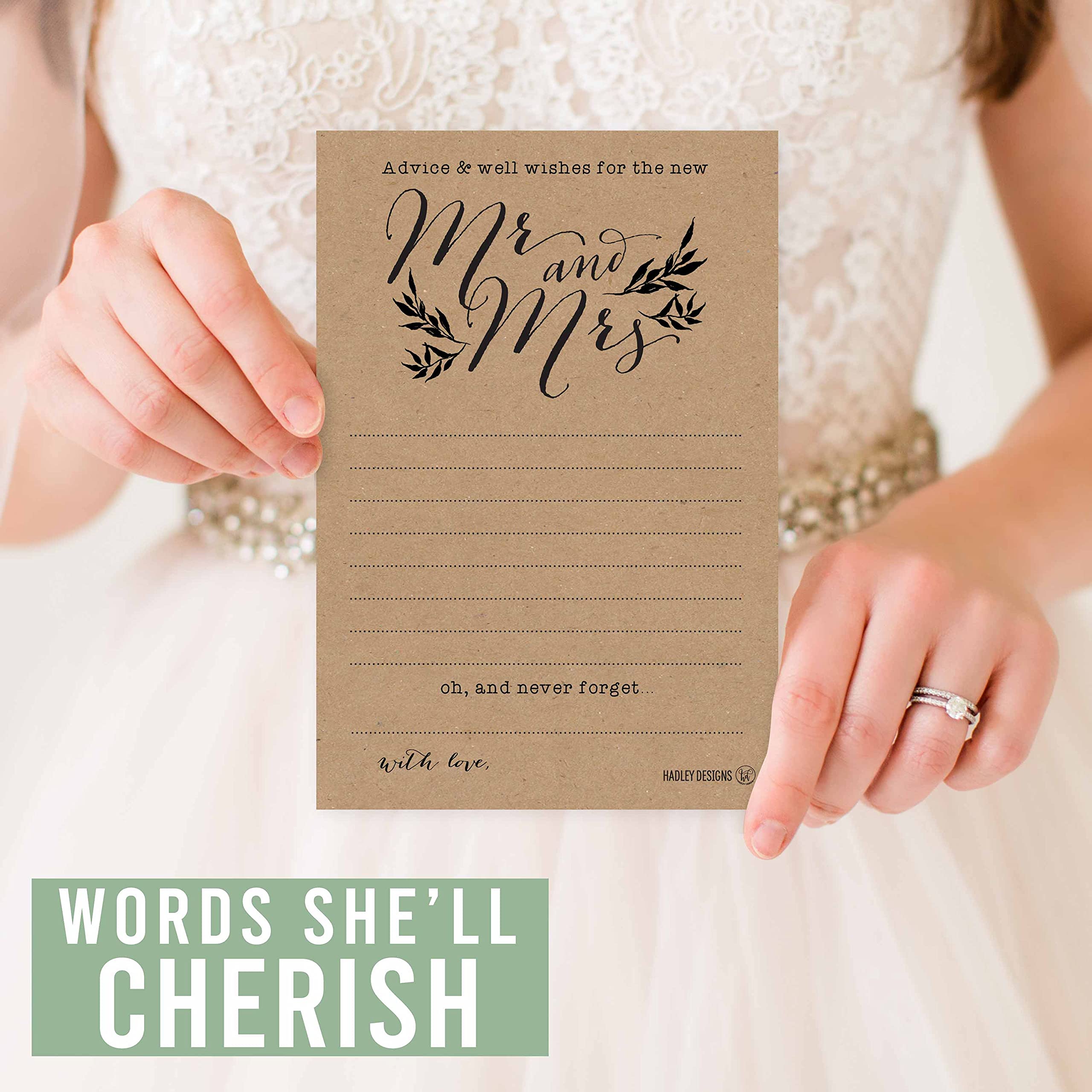Hadley Designs 50 Advice For the Bride-Bridal Shower Games For Guests, Wedding Guest Book Alternative, Card Boxes For Reception, Games For Guests, Advice Cards For Bride and Groom