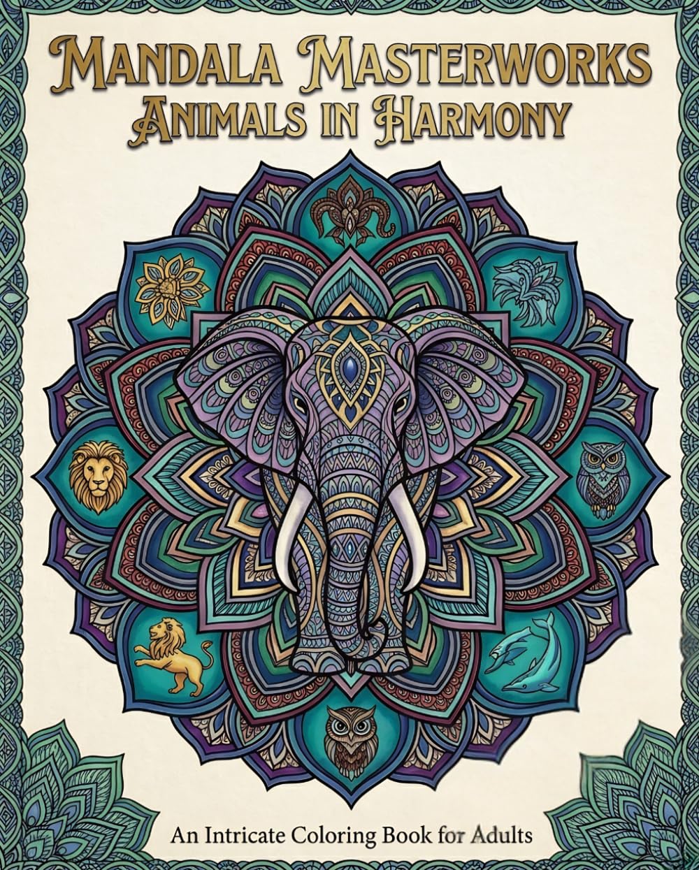 Mandala Masterworks: The Animal Kingdom: An Intricate Zentangle and Mandala Coloring Book for Adults Featuring Majestic Lions, Owls, and Exotic Wildlife