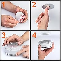 Vista 5 de ECENCE 3 almohadillas adhesivas magnéticas para detector de humo de Ø 1.969 in - Montaje rápido y seguro - Sin taladrar ni tornillos - Protección