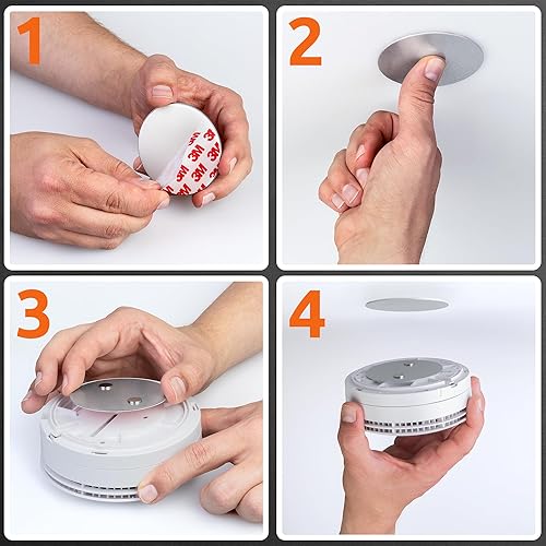 Miniatura 5 de ECENCE 3 almohadillas adhesivas magnéticas para detector de humo de Ø 1.969 in - Montaje rápido y seguro - Sin taladrar ni tornillos - Protección