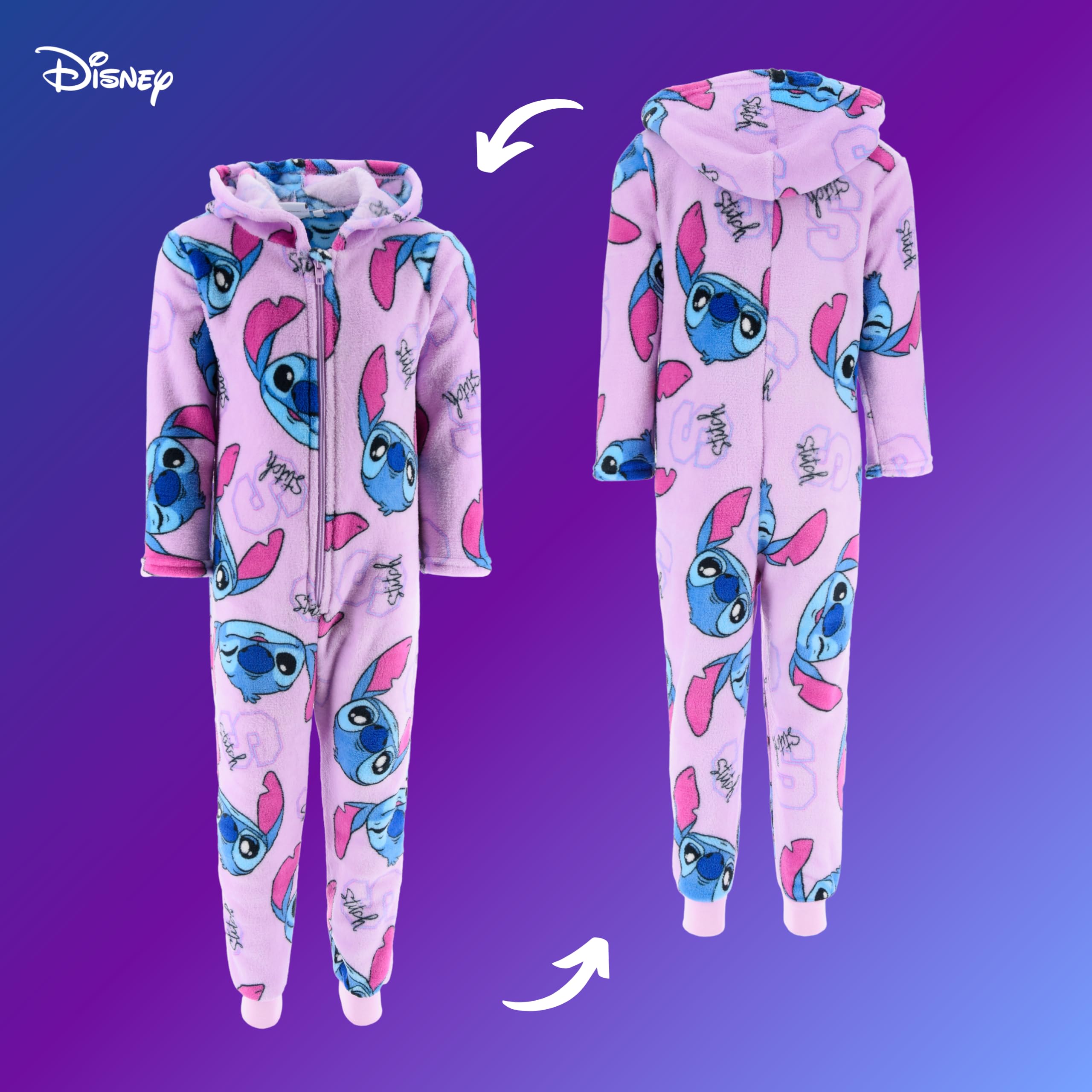 Disney Stitch Pijamas para Niña, Pijama de Una Pieza para Niña, Stitch Pijama Polar Suave, Talla 12 Años - Lila