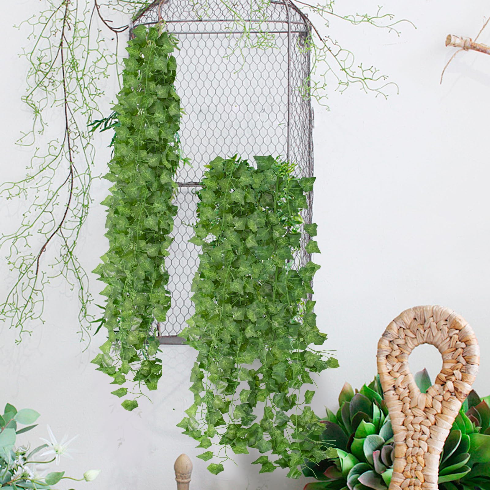 Amazon｜Bacucine フェイクグリーン ツタ 人工観葉植物 アイビー 造花