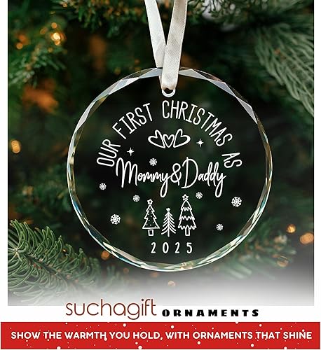 Miniatura 7 de Adornos de Navidad familiares 2025 Adorno de nuestra primera Navidad como mamá y papá Nuevos regalos para mamá y papá por primera vez 2025