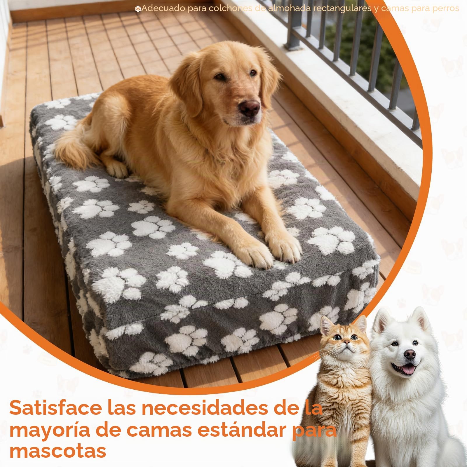 Fundas para camas de perros, funda de repuesto para cama de perro, impermeable, suave funda de terciopelo para cojín de perro, lavable, 91 x 69 x 20 cm/112 x 89 x 20 cm (XL)