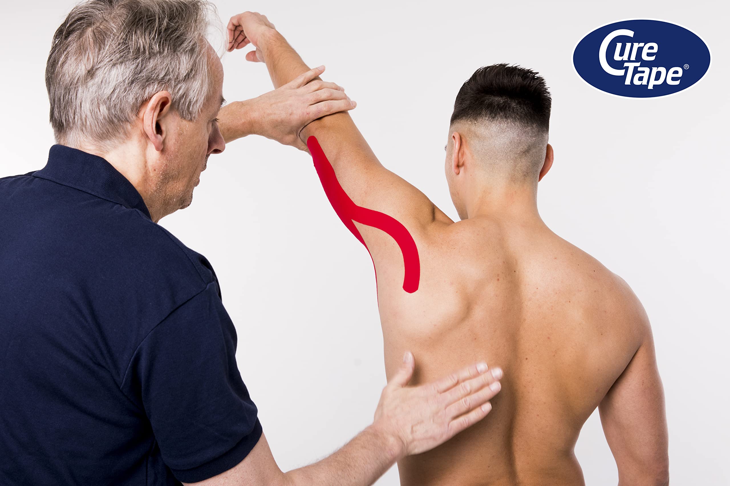 CureTape Classic Giant:Rollo Extra Grande de Cinta Kinesiológica | 5cm x 31.5m | Cinta Hipoalergénica| Vendaje para Alivio del Dolor, Soporte Muscular y Articular | Gran Adhesión | Rojo