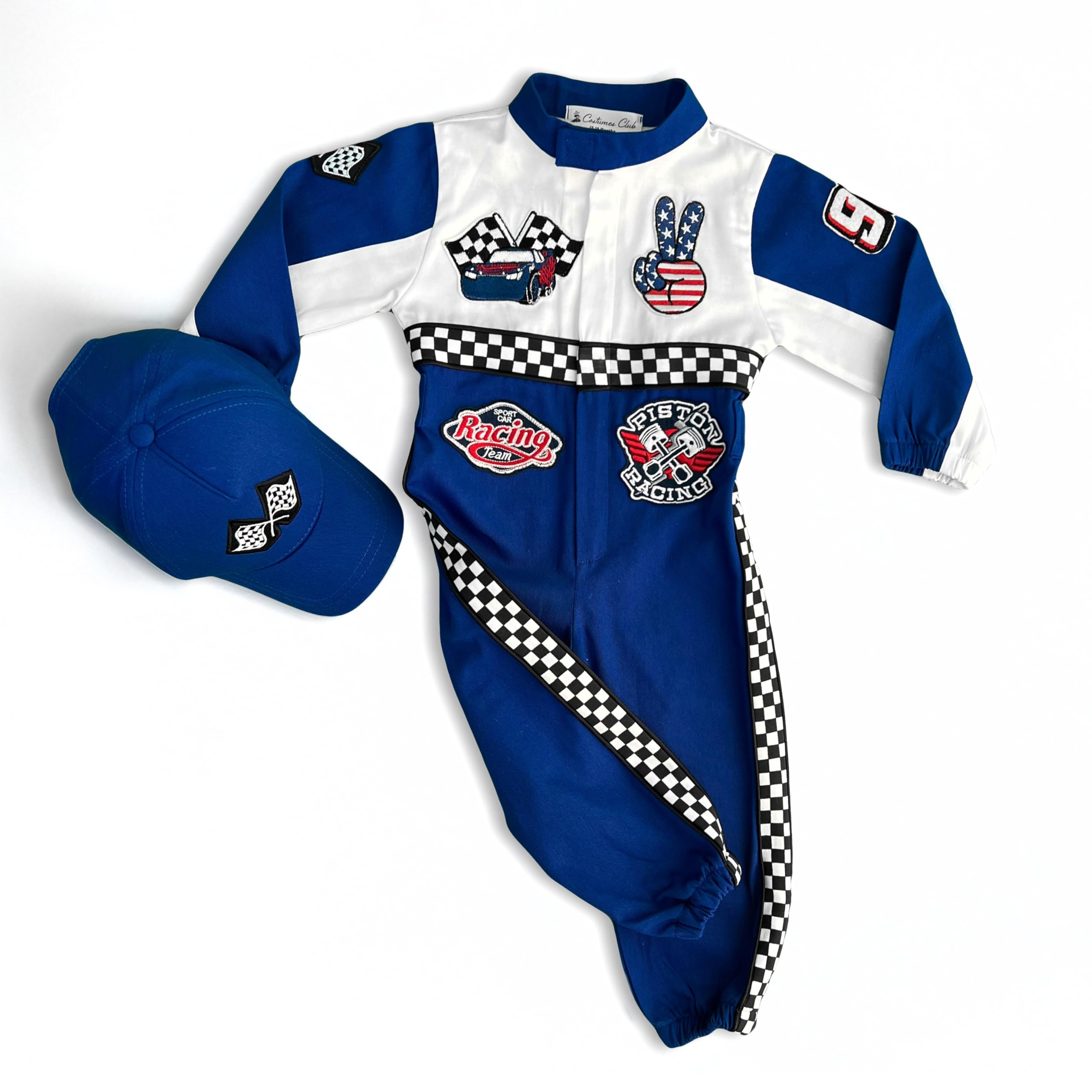 Costumes Club Personalized Handmade Race Car Driver Costume for Toddlers (3T, Blue), 3 Years - Image 2