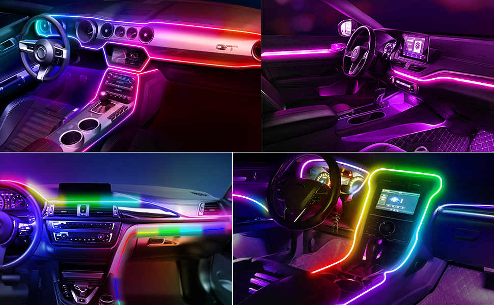 Amazon.com: Acrylic 6 in 1 Car LED Lights Interior, RGB Ambient