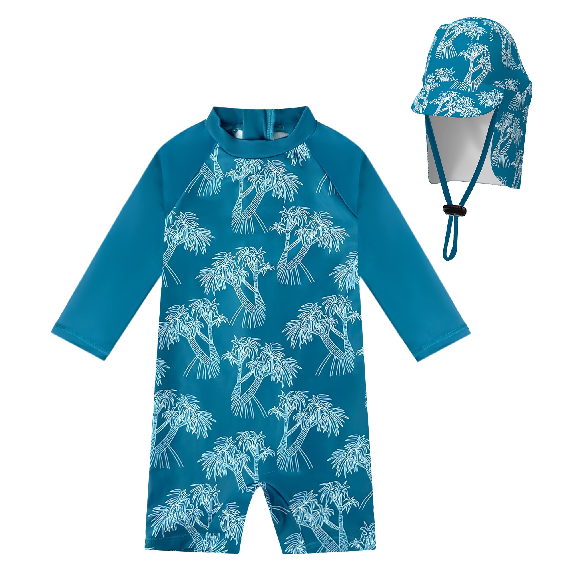 weVSwe Maillot de bain anti-UV pour bébé avec chapeau de soleil, UPF 50+, fermeture éclair, une pièce, pour enfants de 0 à 3 ans