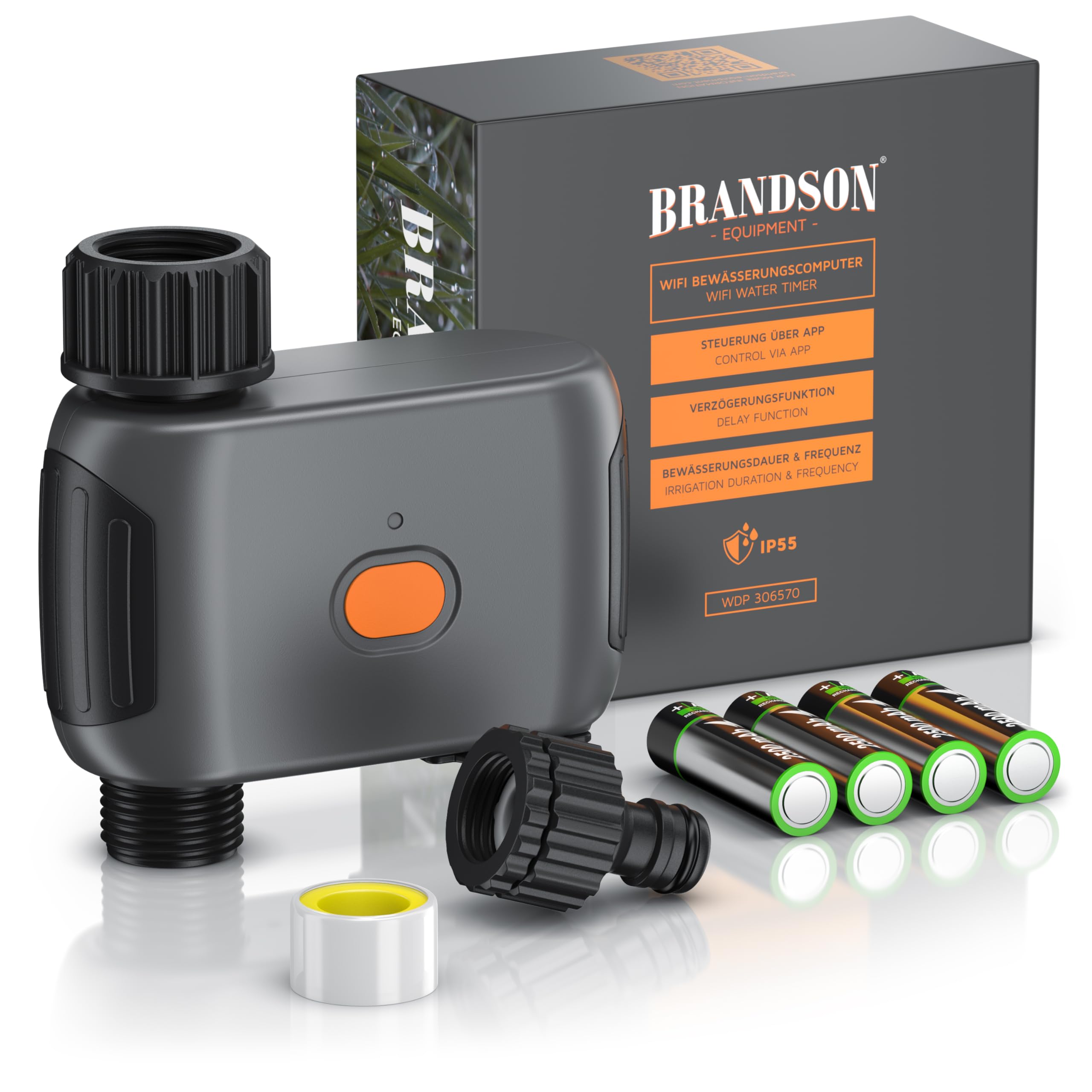 Brandson - Bewässerungscomputer Smart mit WLAN - WiFi Bewässerungssystem Garten - Bewässerungstimer - Automatische Bewässerung - mit App - Alexa, Google Assistant