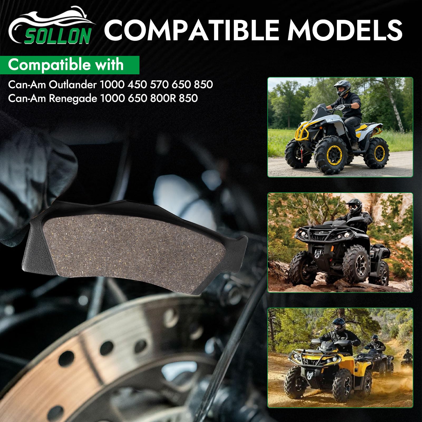 Plaquettes de frein avant et arrière pour Can-Am Outlander 1000 450 570 650 850 6x6 Max, Renegade 1000 650 800R 850