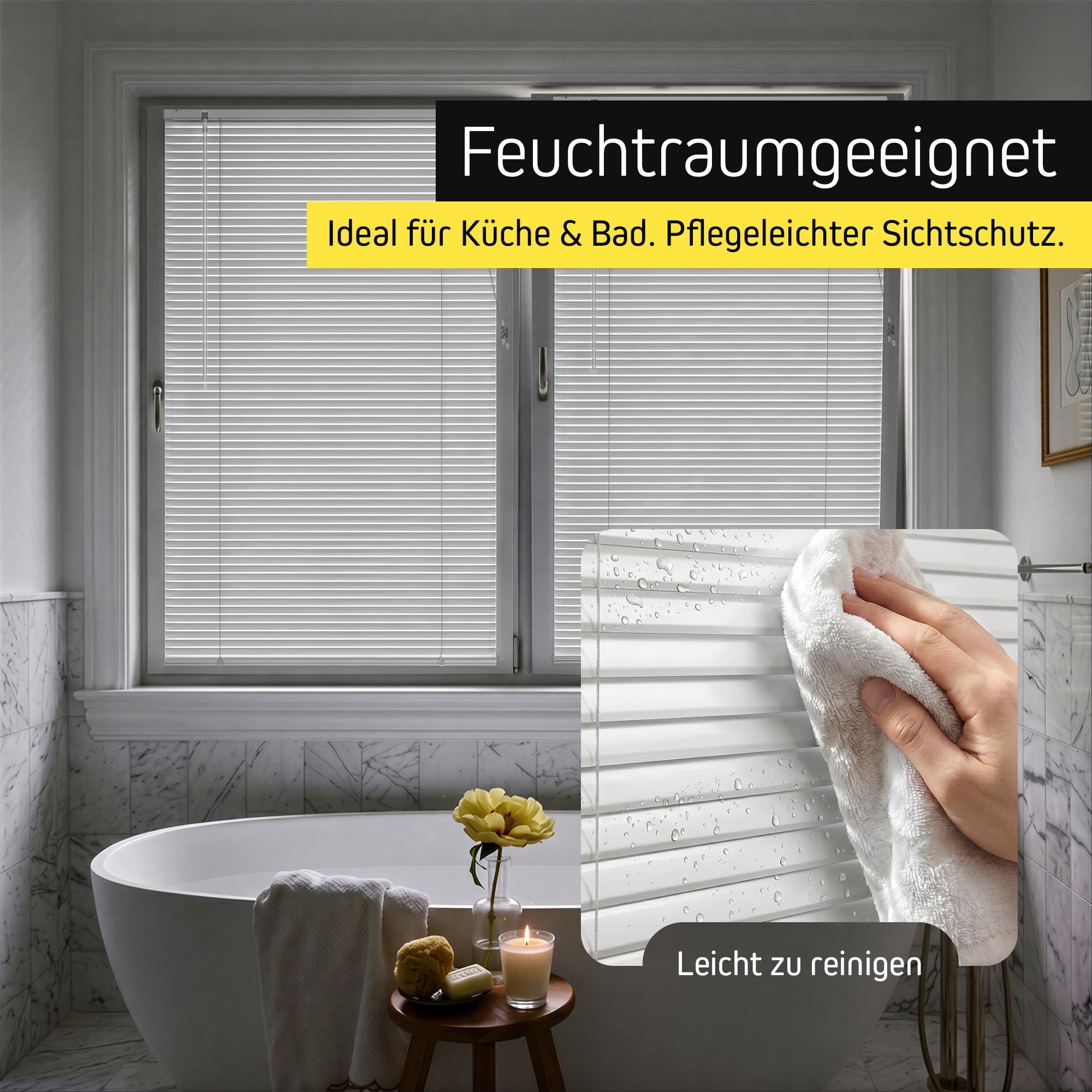 Victoria M. Store Vénitien en Aluminium LightLess Prime – Lames 25 mm Profil en L pour Occultation Totale & Intimité, sans perçage, Clips de Fixation Inclus, 80 x 130 cm, Gris-Beige