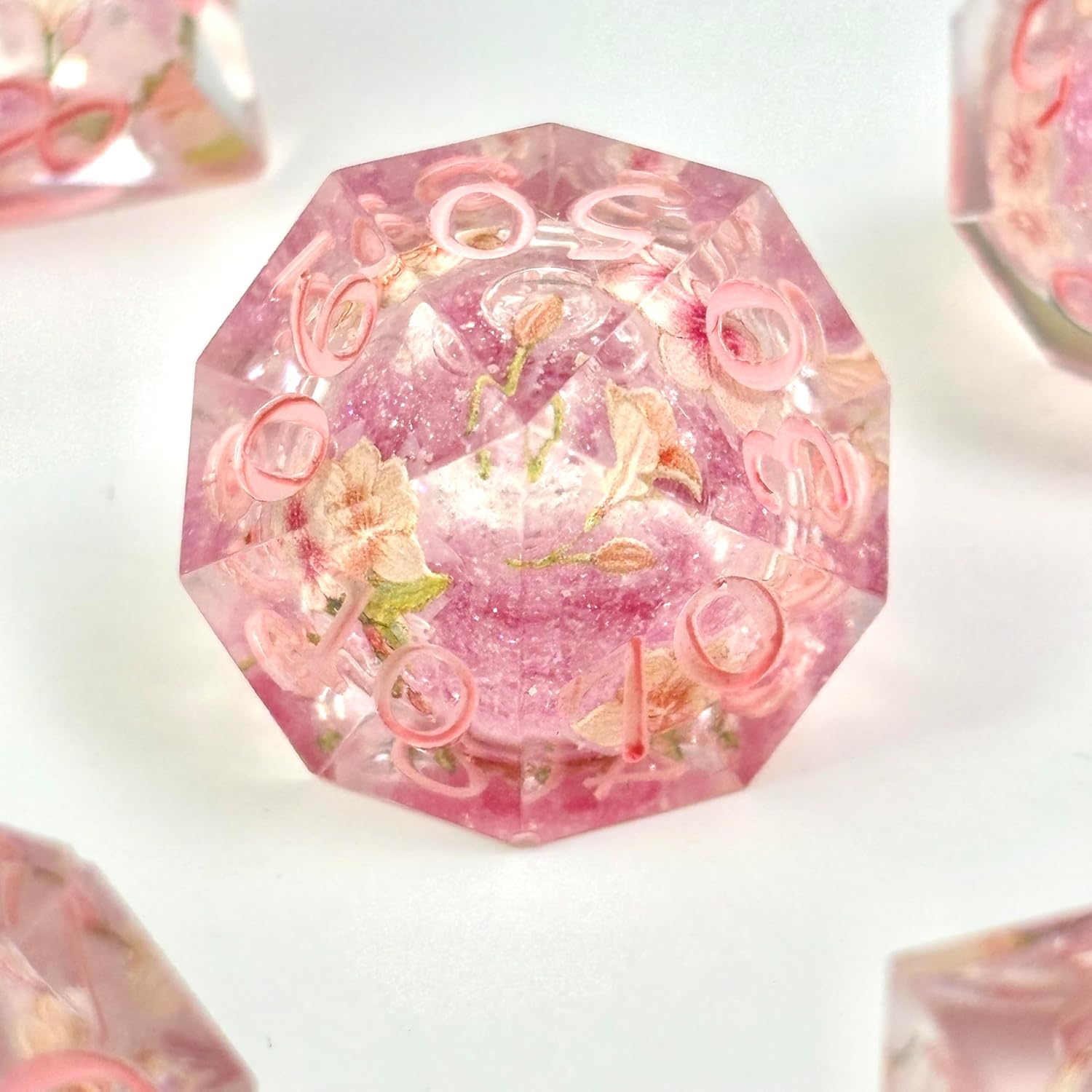 Peach Blossom Dice Liquid Core DND Dice Set, Sharp Edge D&D Dice Full Set, Dungeons and Dragons Polyhedral RPG DND Dice D6, D20, Gift for Gamer