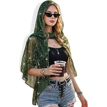 Sparkly Sheer Shawl Wrap for Women Sequin Rave Head Neck Scarf