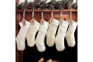 Christmas Stockings: 6 Pack Rustic Cable Knit Christmas Stockings