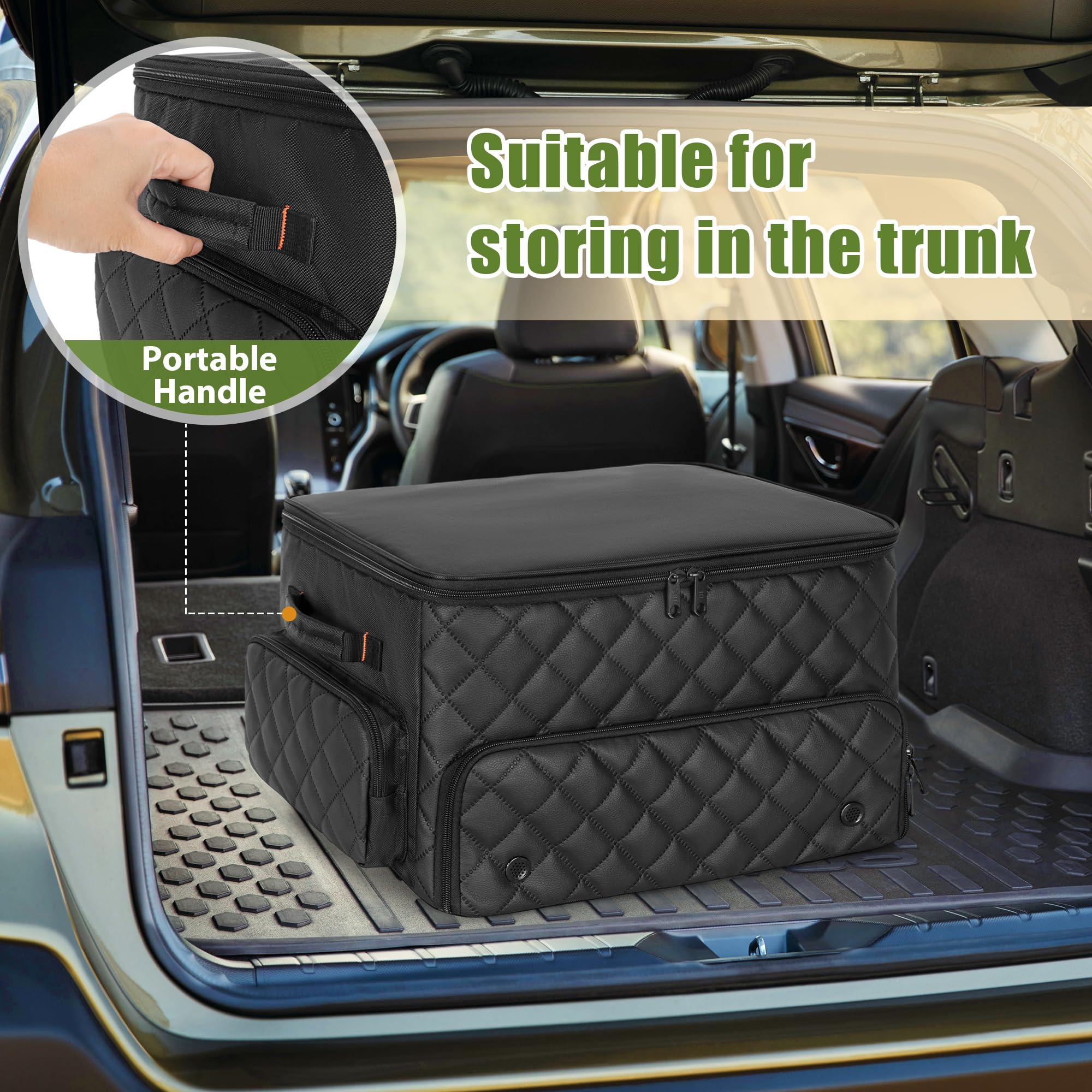 PGmoon 2-in-1 Golf Trunk Organizer mit Belüftetem Schuhfach für 2 Paar Schuhe und Separaten Fächern für Bälle, Kleidung, Tees, Handschuhe und Zubehör, Schwarz