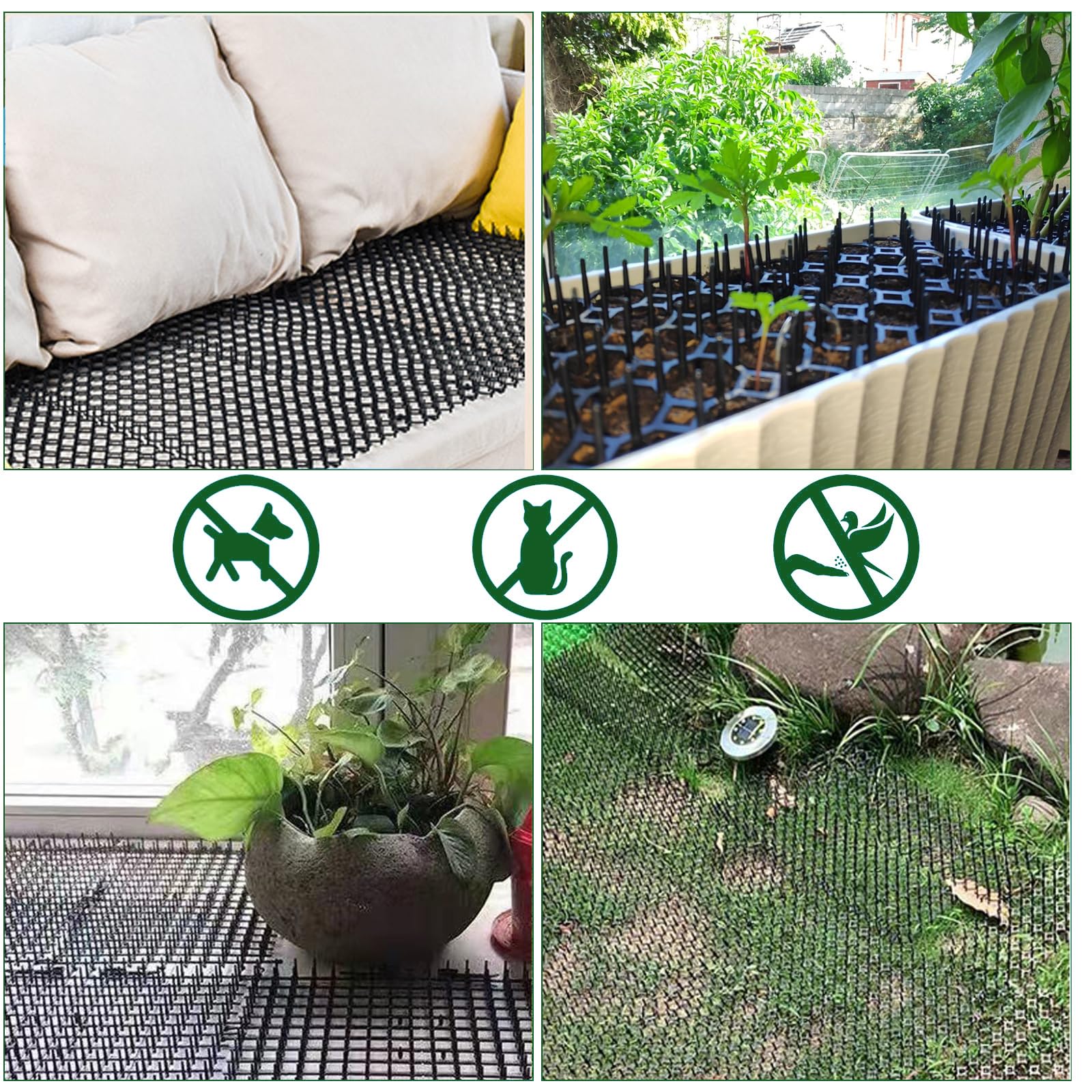 12 tappetini per gatti con punte, 40 x 30 cm, in plastica, anti-gatto, con striscia di spighe, tappetino deterrente per cani, volpi, gatti con punte, tappetino repellente per gatti, per