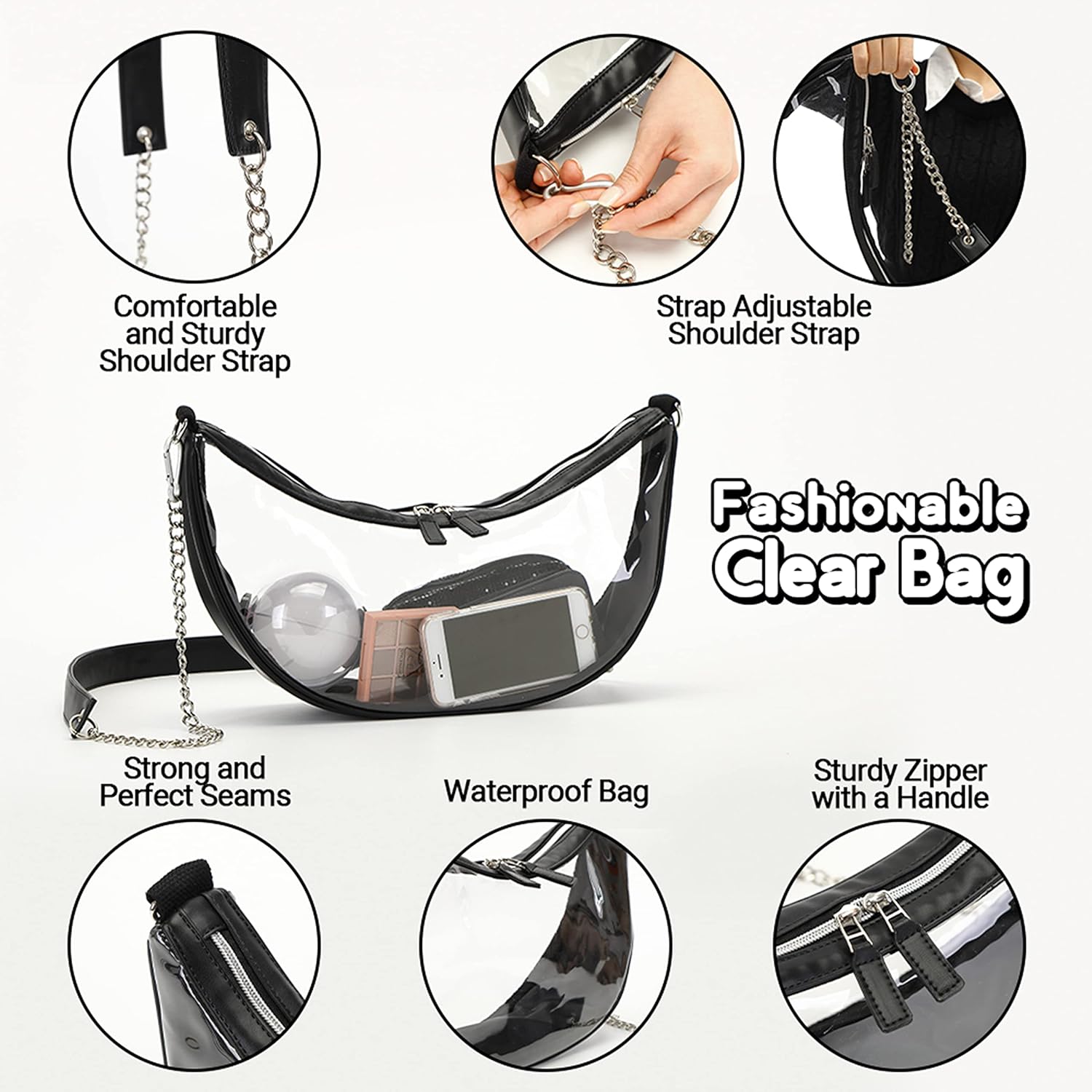 K-BOB Fashionable Shoulder Crossbody Clear Bag