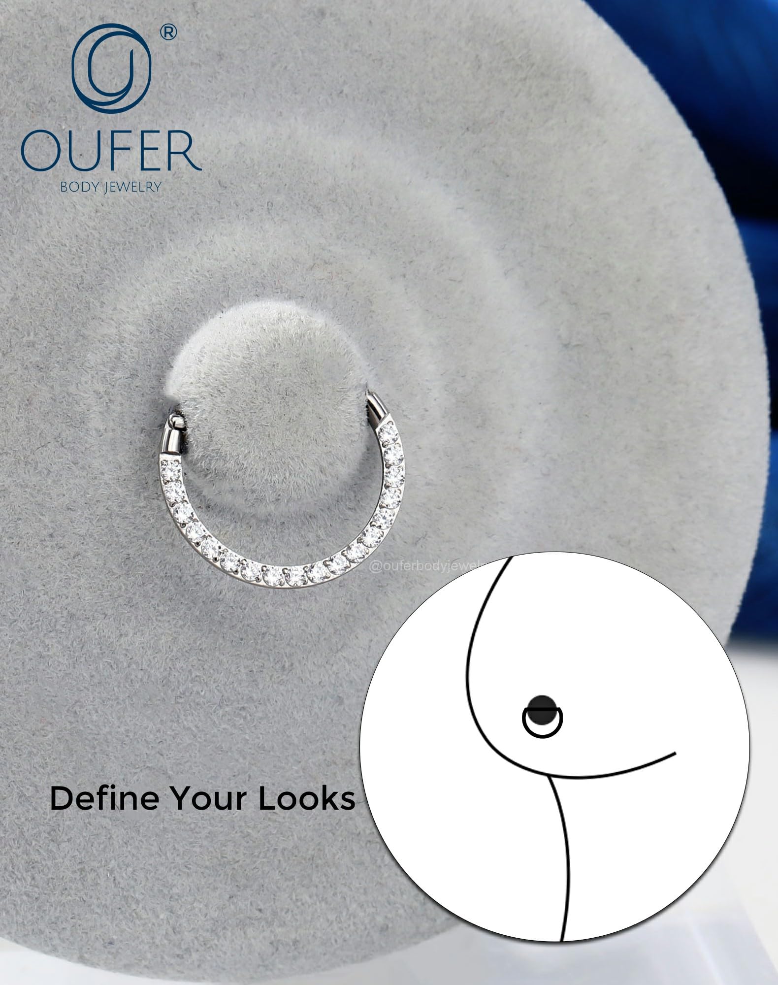 OUFER Body Piercing Nipple Bars: 14G Surgical Steel Gold Clicker Nipple Rings Piercing Jewellery with Clear CZ Paved for Women 1.6mm
