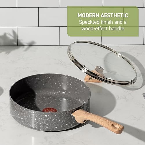 Miniatura 5 de T-fal Revive Ceramic Cookware Sets, Pots and Pans Set Nonstick, (12 pieces), Ceramic Non stick Coated, Frying Pan, Oven Safe Up To 350°F, Grey